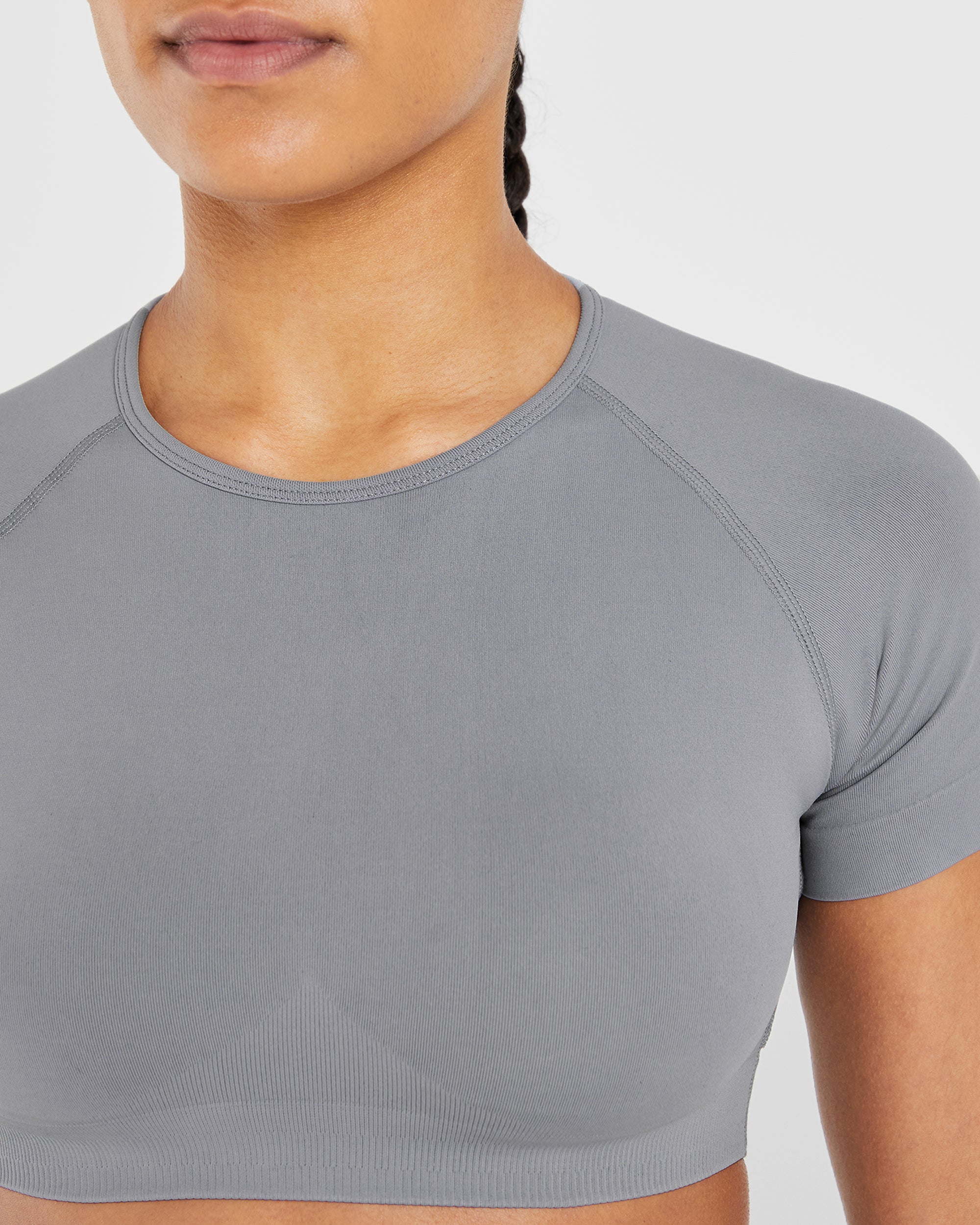 Power Seamless Crop Top - Grau