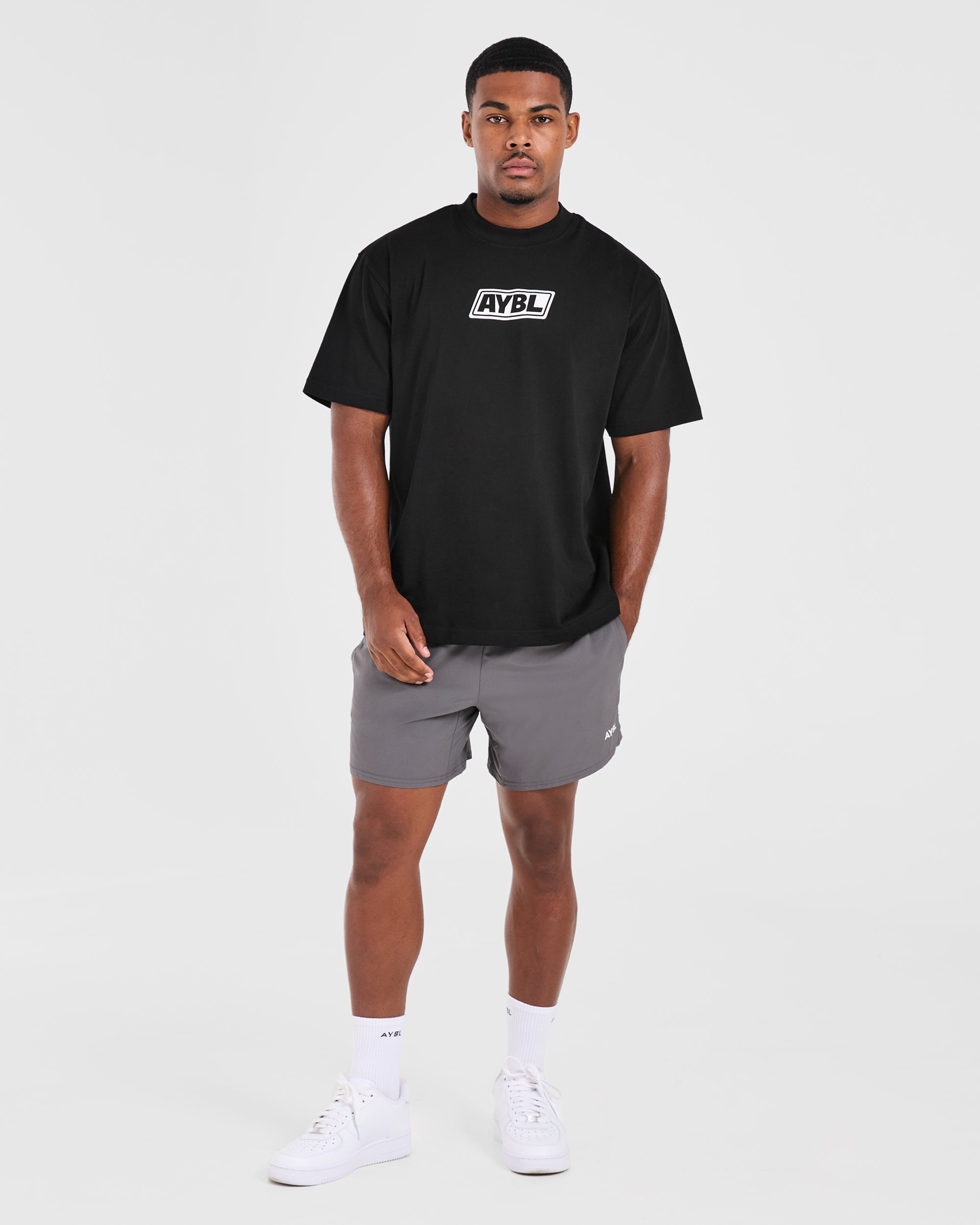 Retro Oversized T Shirt - Schwarz