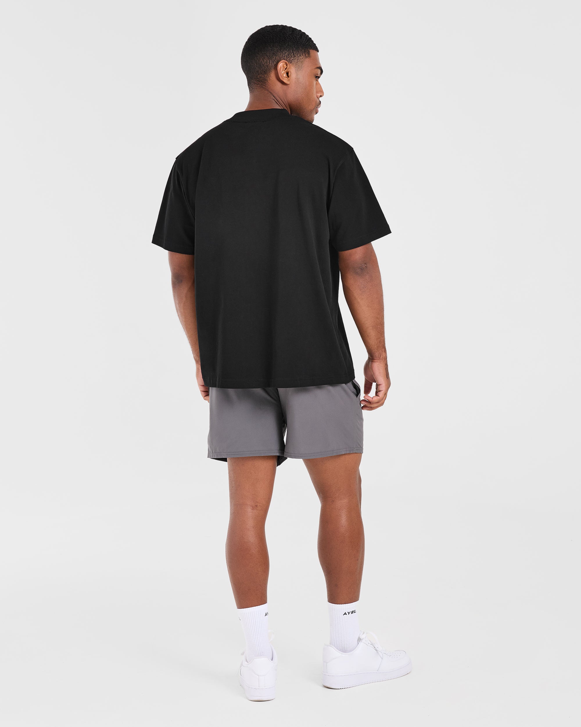 Retro Oversized T Shirt - Schwarz