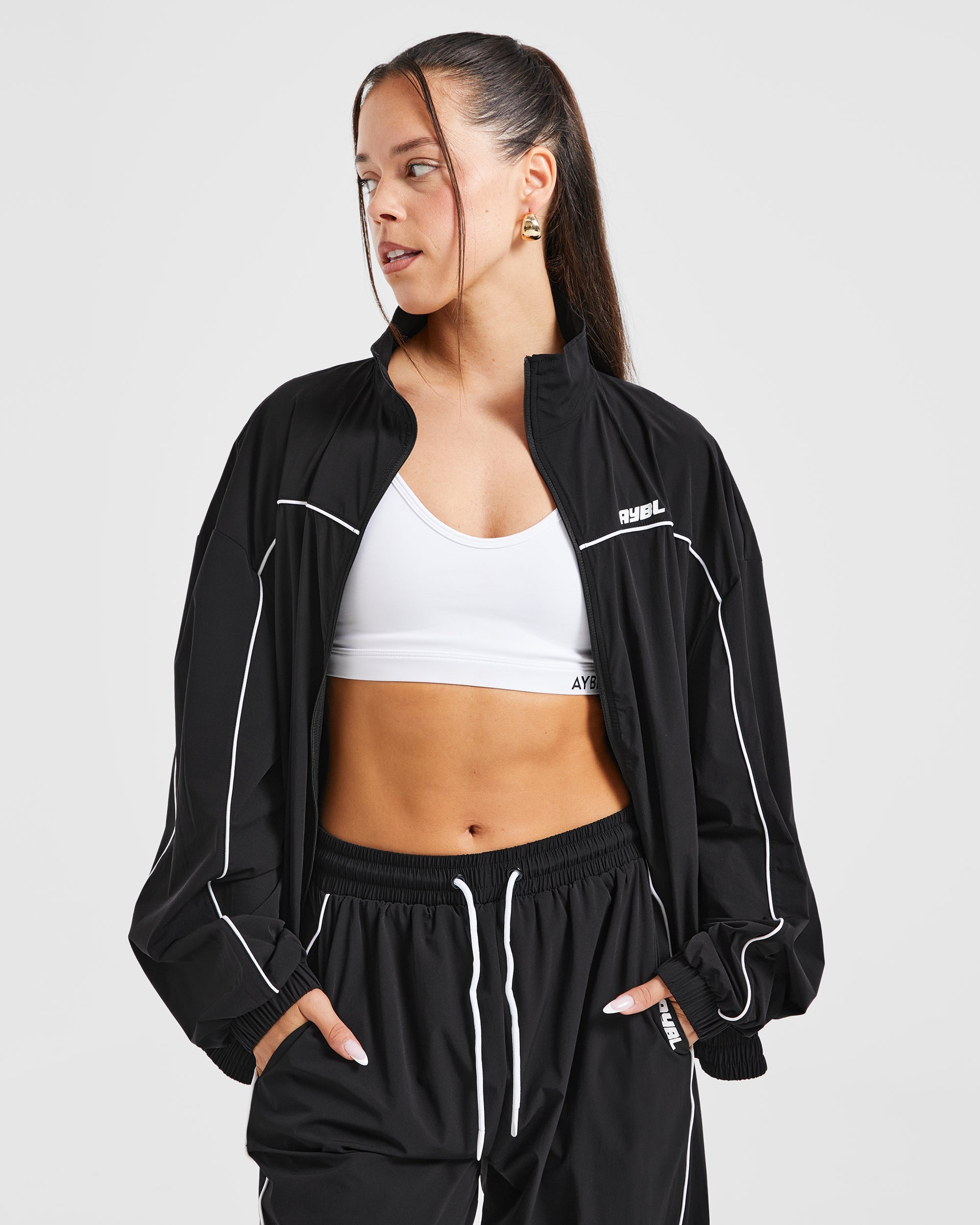 Justine Oversized Track Jacket - Schwarz