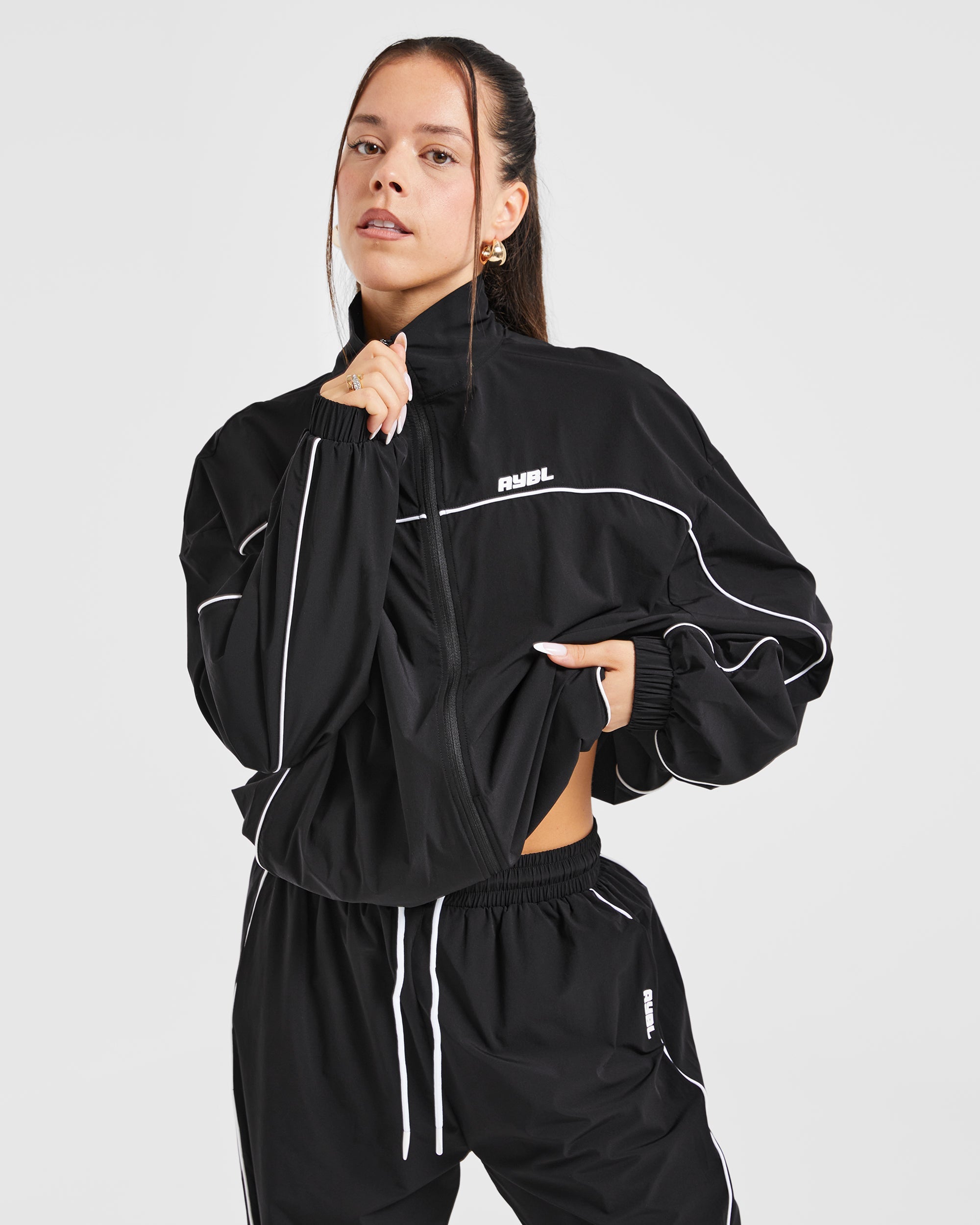 Justine Oversized Track Jacket - Schwarz