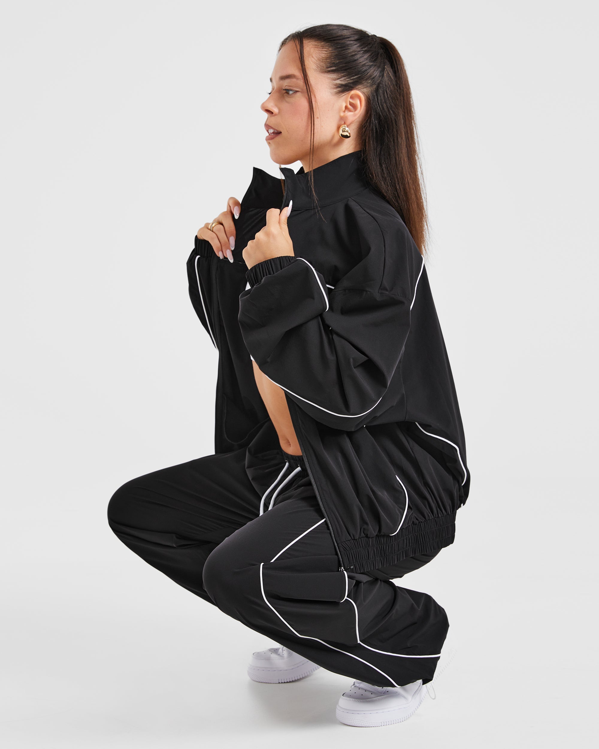 Justine Oversized Track Jacket - Schwarz