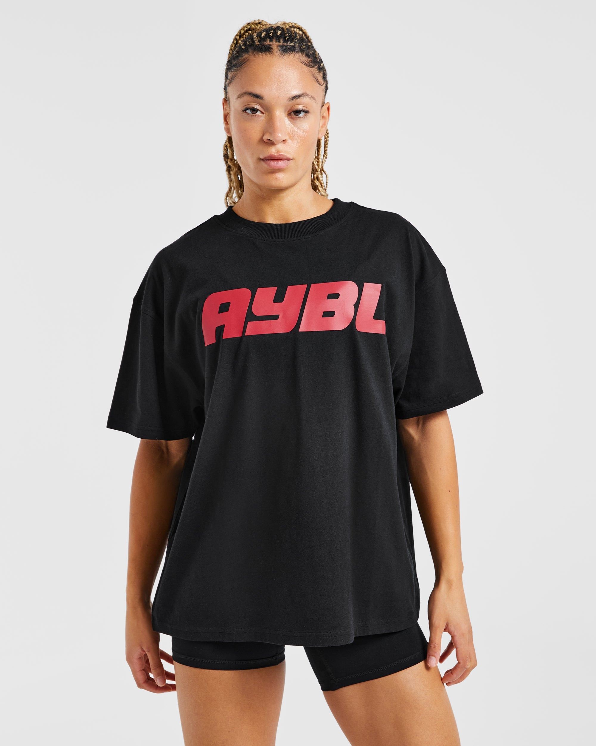 Justine Oversized T Shirt - Black/Red