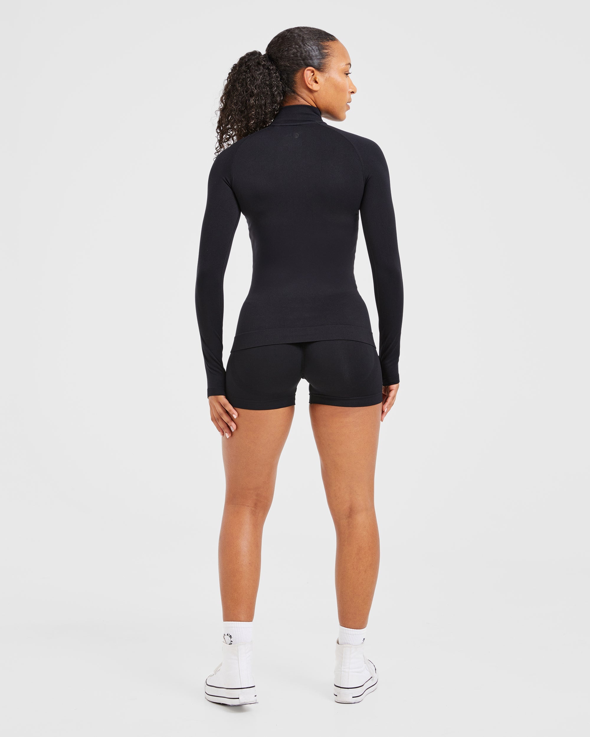 Essential Seamless 1/2 Zip Pullover - Schwarz