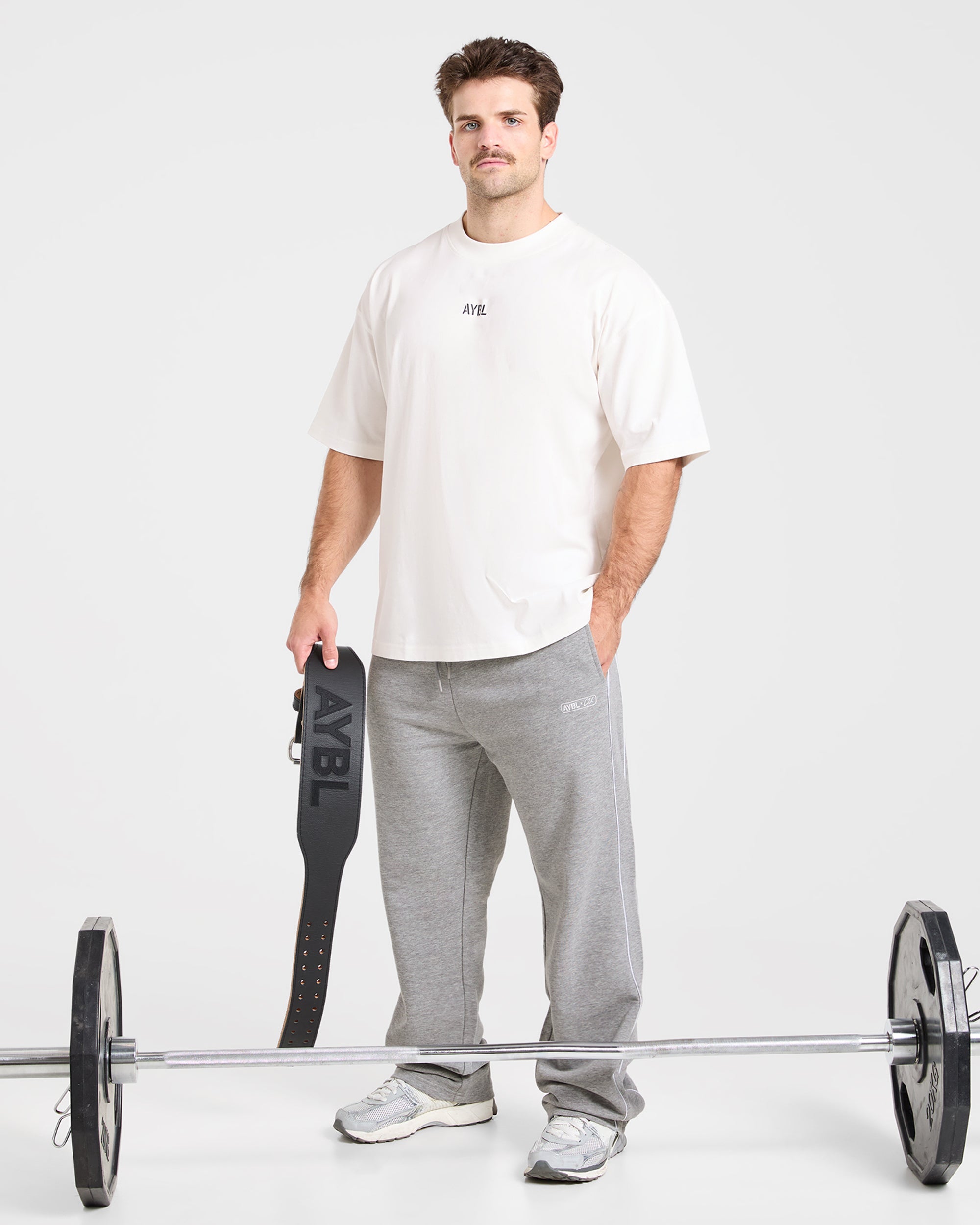 Cam Kissel x Oversized Straight Leg Joggers - Mid Marl Grau