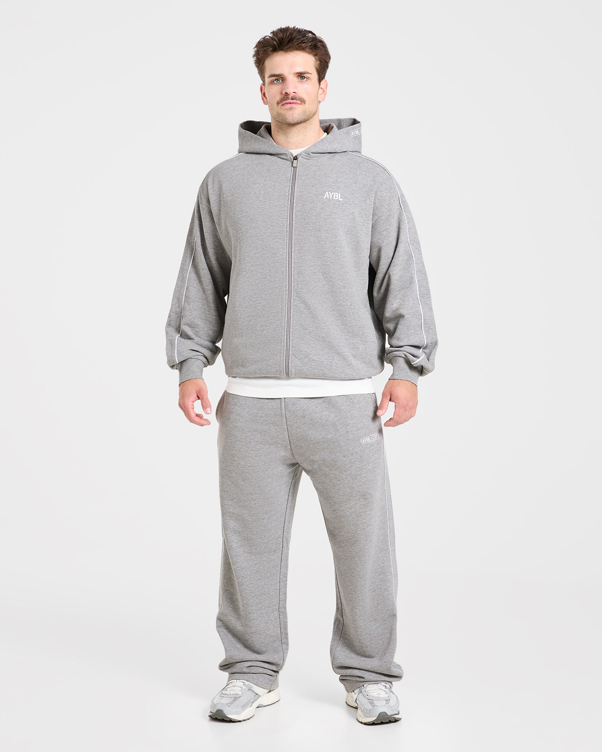 Cam Kissel x Oversized Full Zip Hoodie - Mid Marl Grau