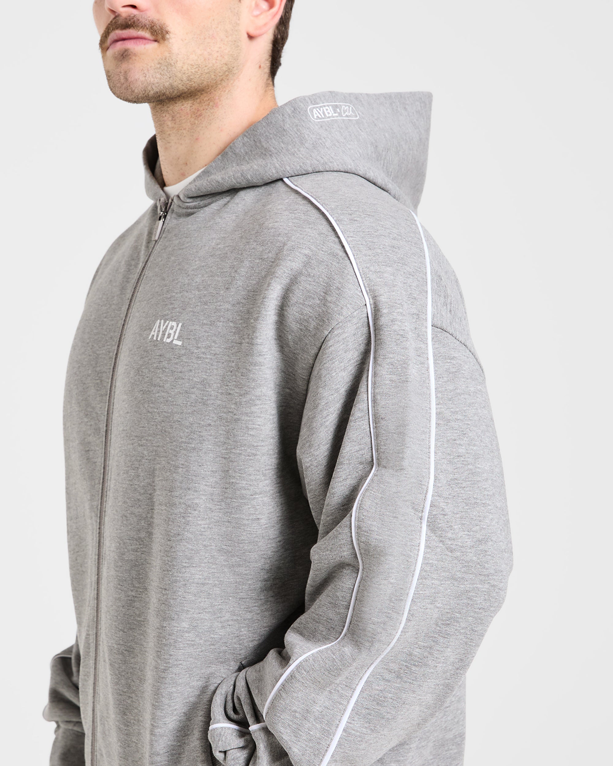 Cam Kissel x Oversized Full Zip Hoodie - Mid Marl Grau