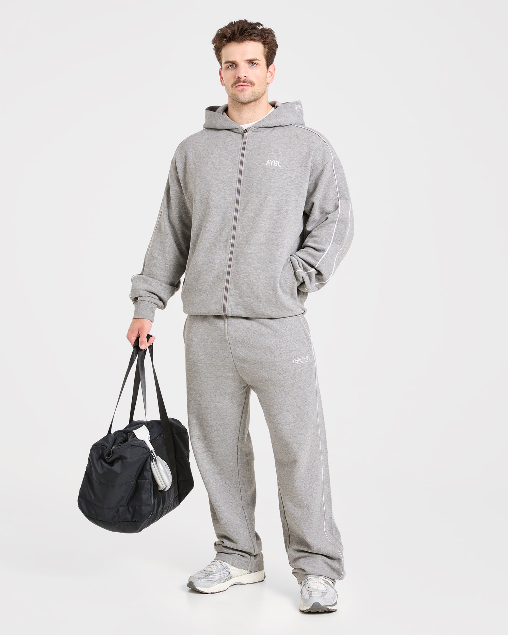 Cam Kissel x Oversized Full Zip Hoodie - Mid Marl Grau