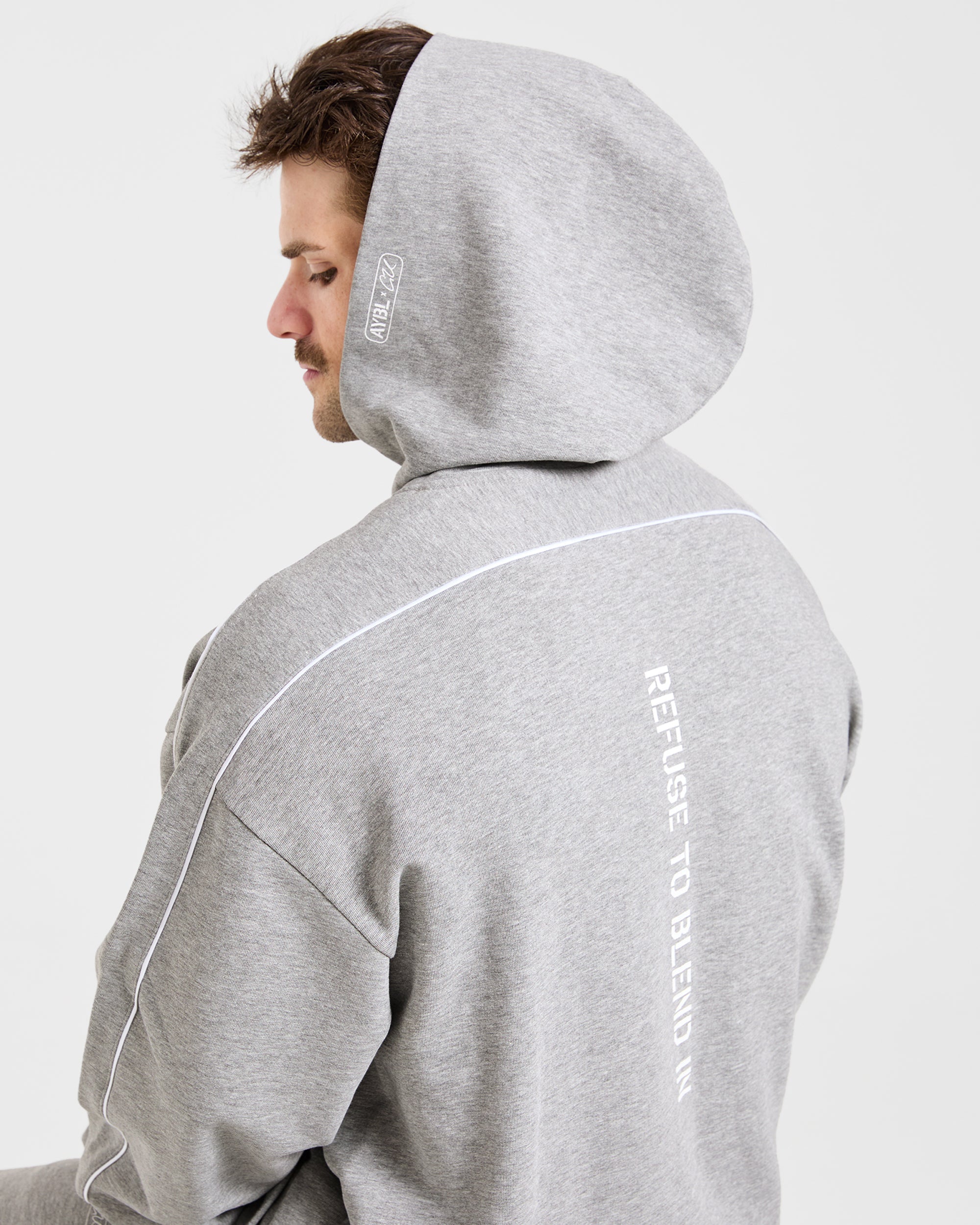 Cam Kissel x Oversized Full Zip Hoodie - Mid Marl Grau