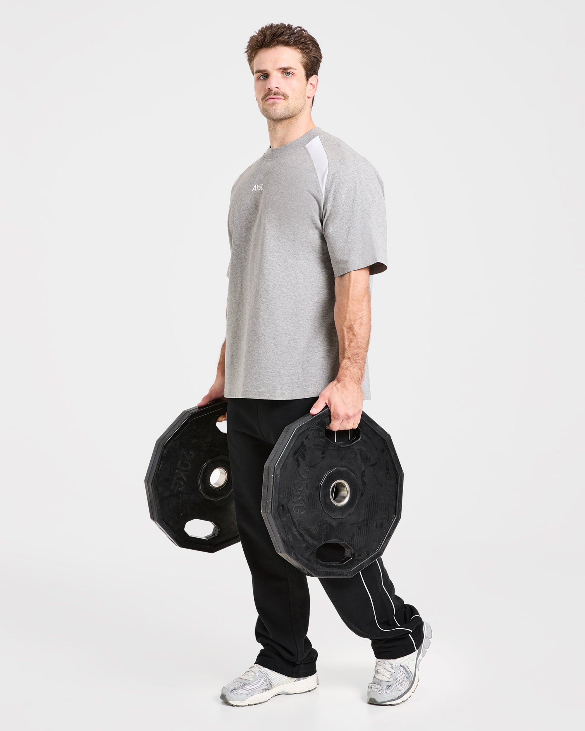Cam Kissel x Contrast Oversized T Shirt - Mid Marl Grau