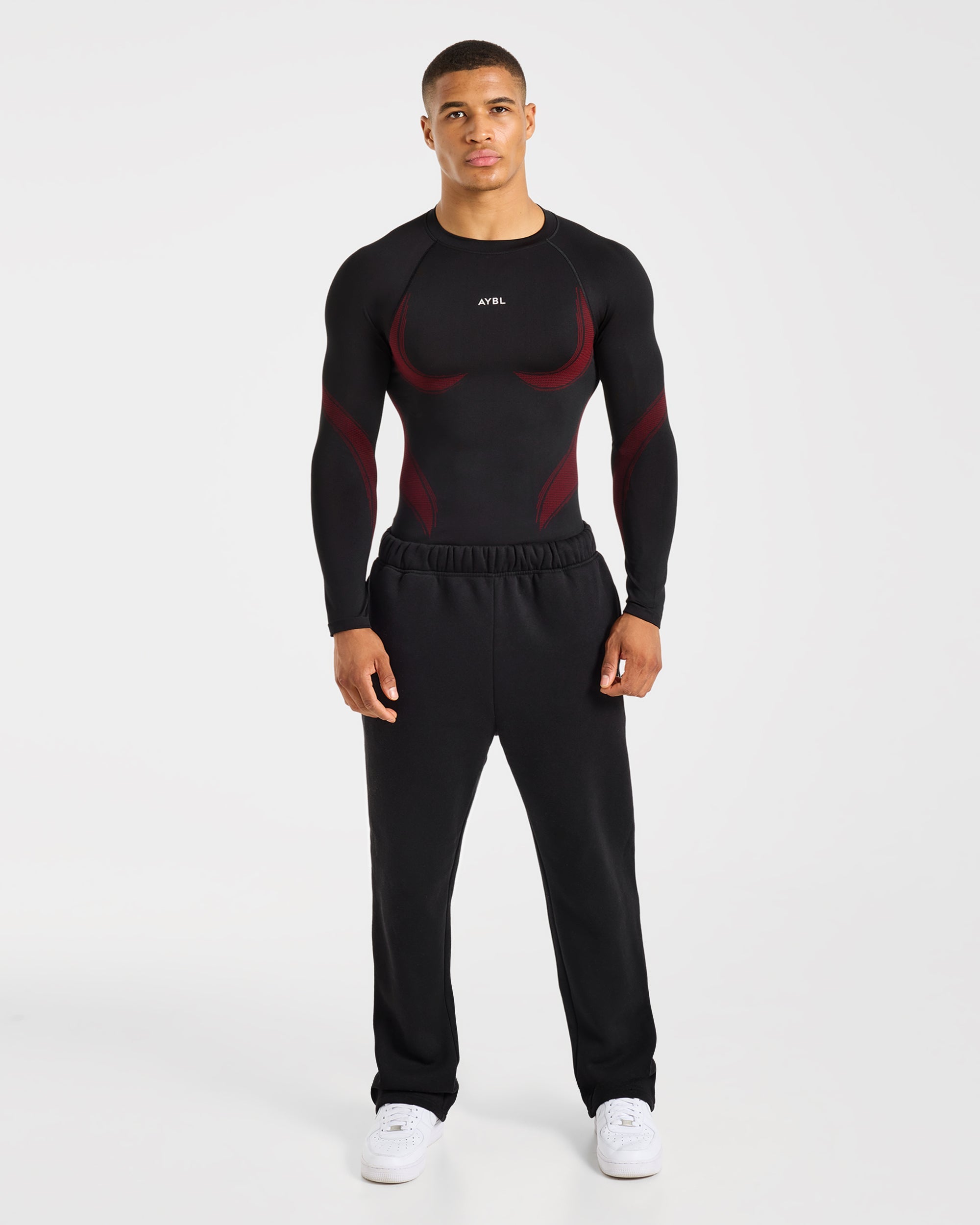 Charge Seamless Long Sleeve T Shirt - Schwarz/Rot