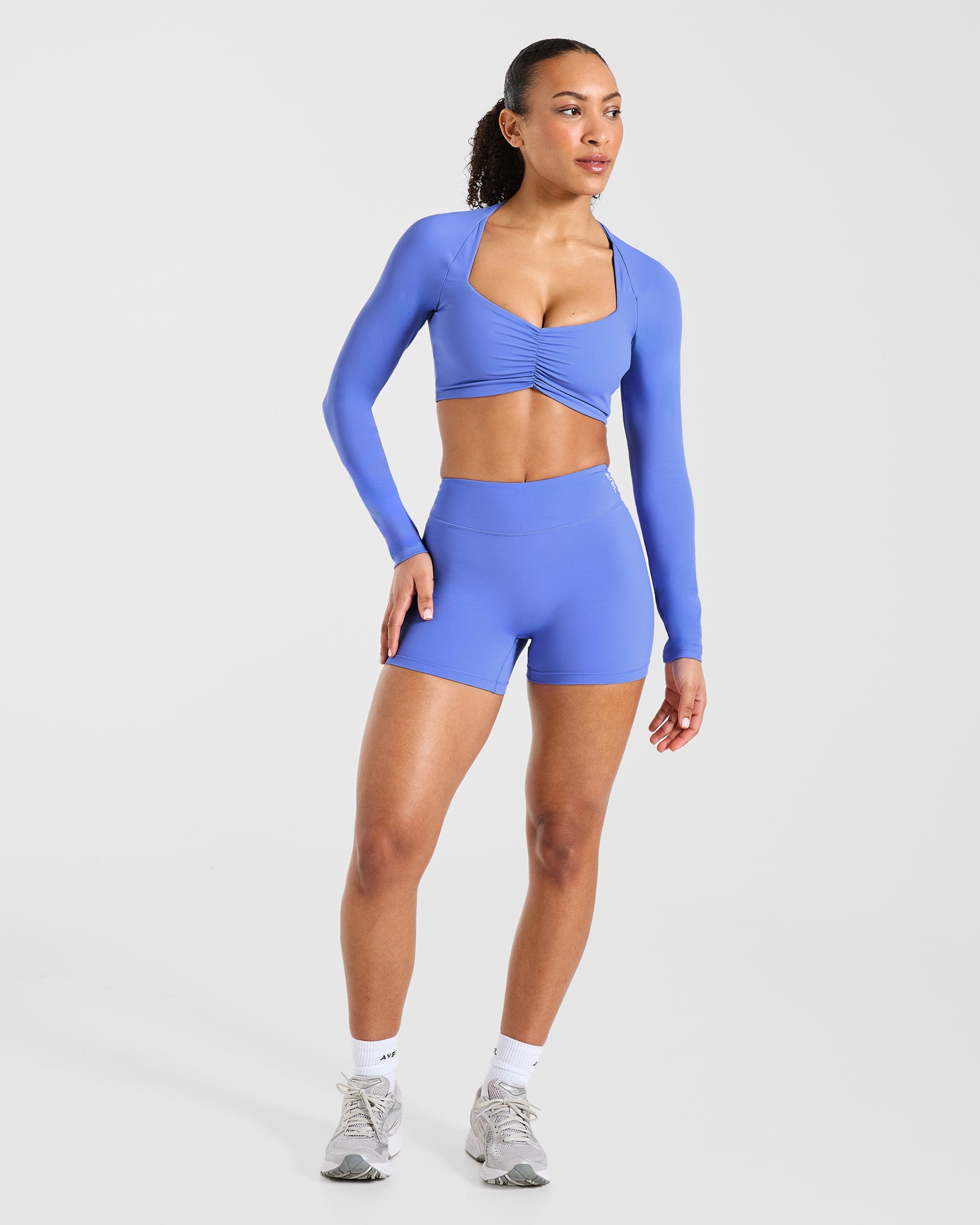 Physique Long Sleeve Crop Top - Cornflower Lila