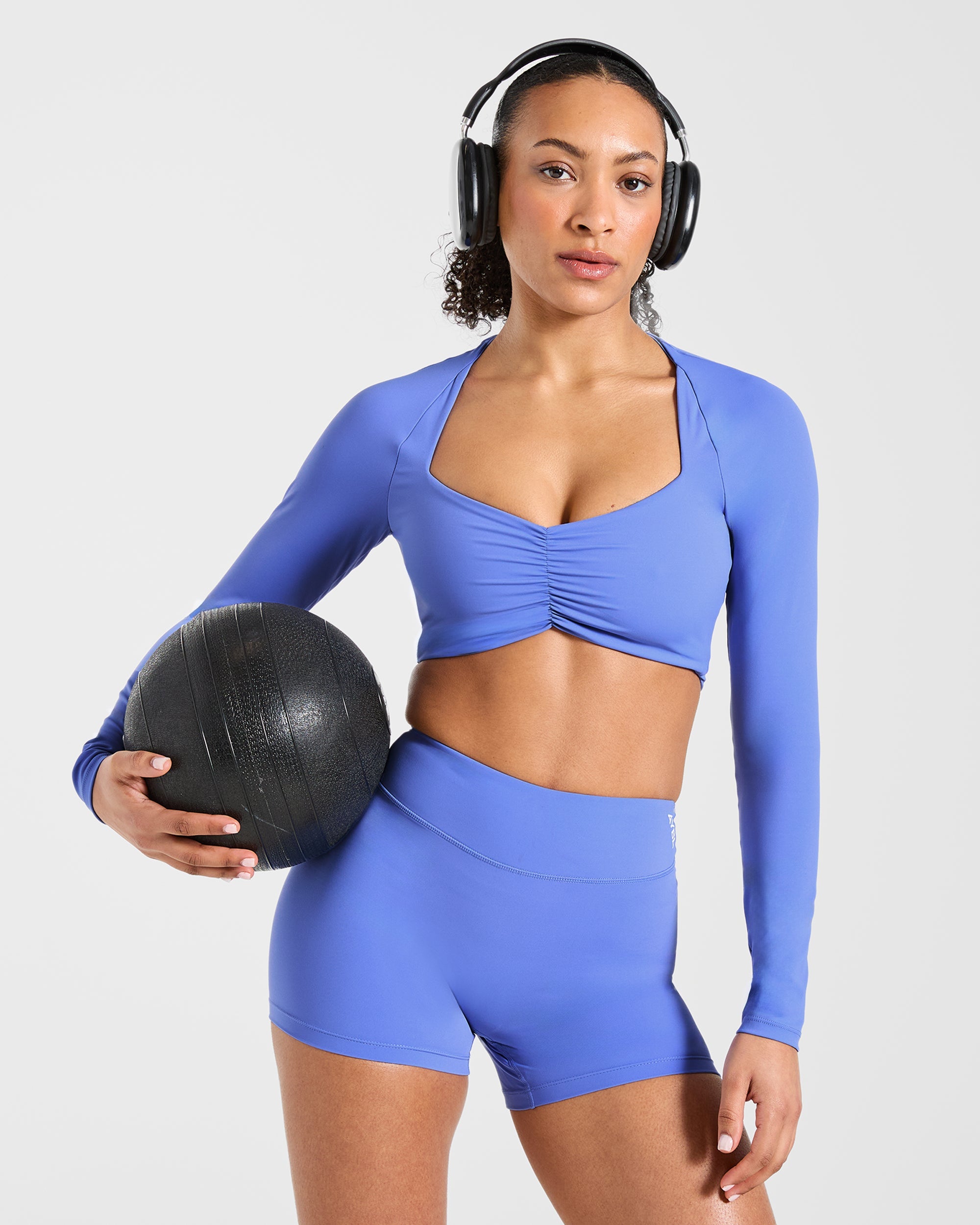 Physique Long Sleeve Crop Top - Cornflower Lila