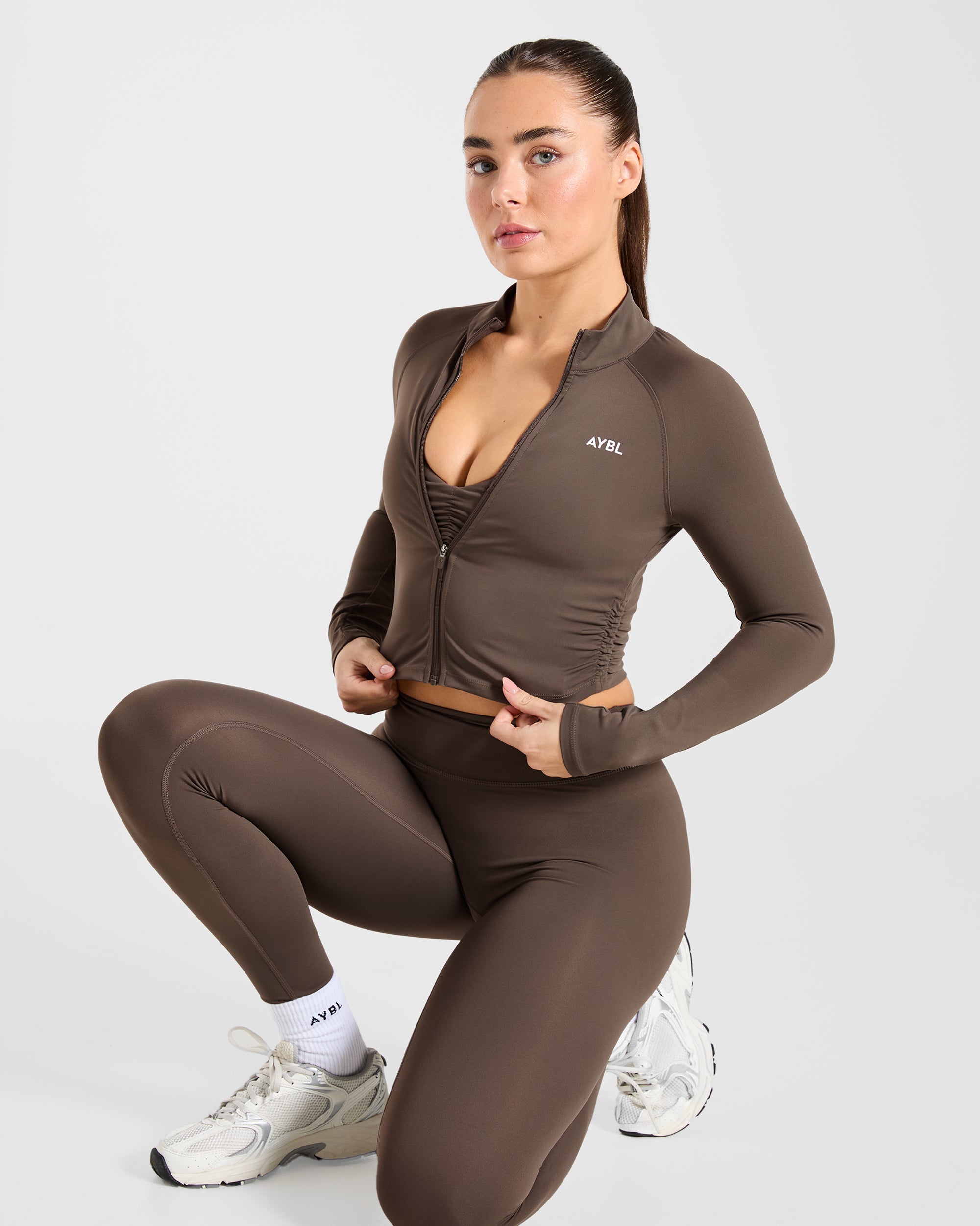 Physique Zip Up Jacket - Braun