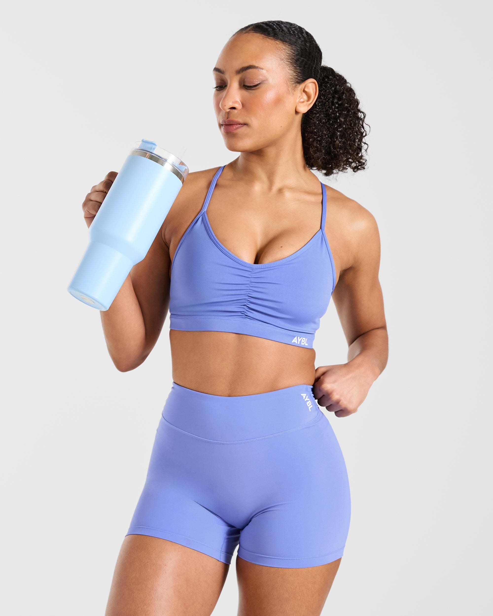 Essential Ruched Sports Bra - Cornflower Violett