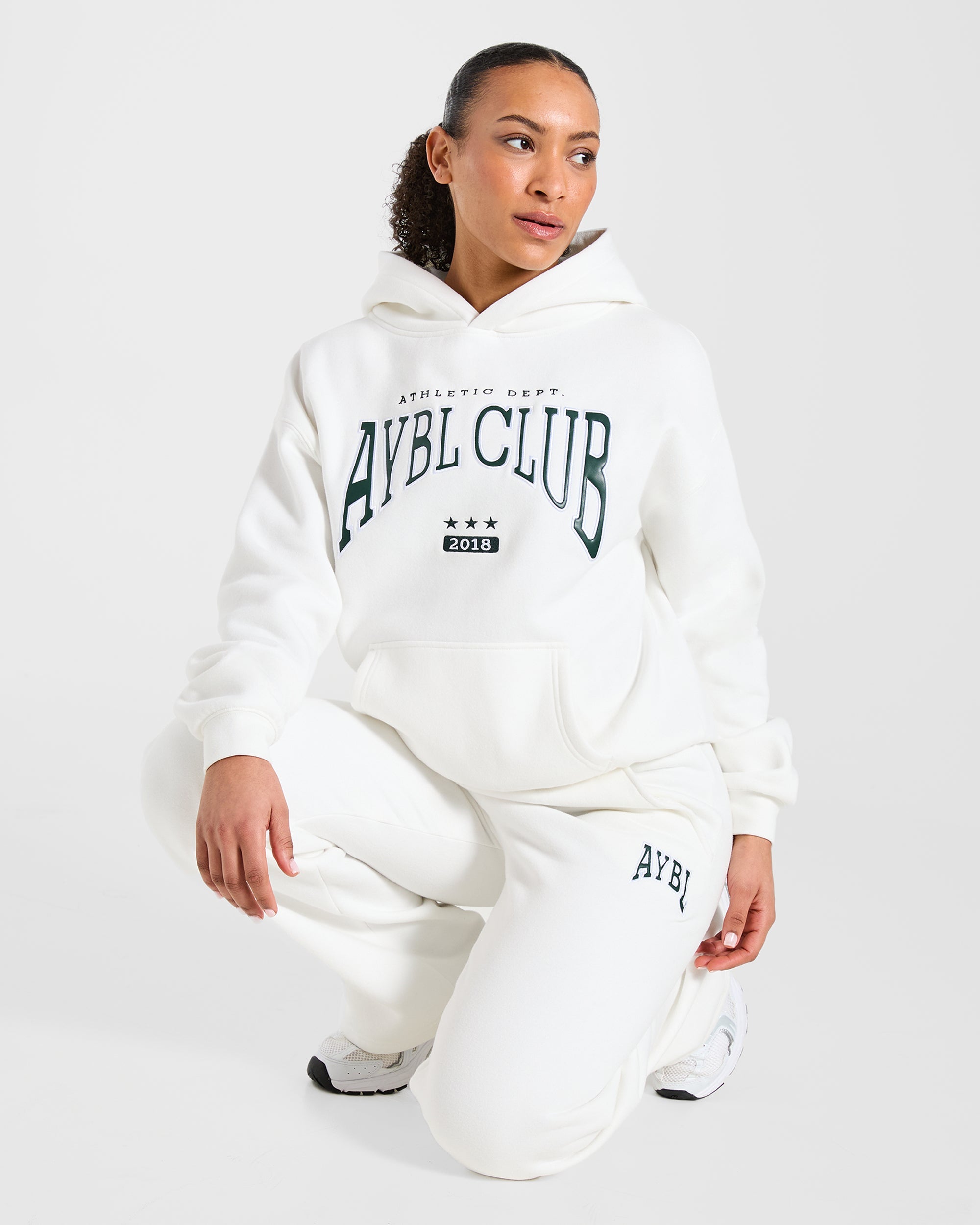 AYBL Club Oversized Hoodie - Off Weiß/Forest Grün