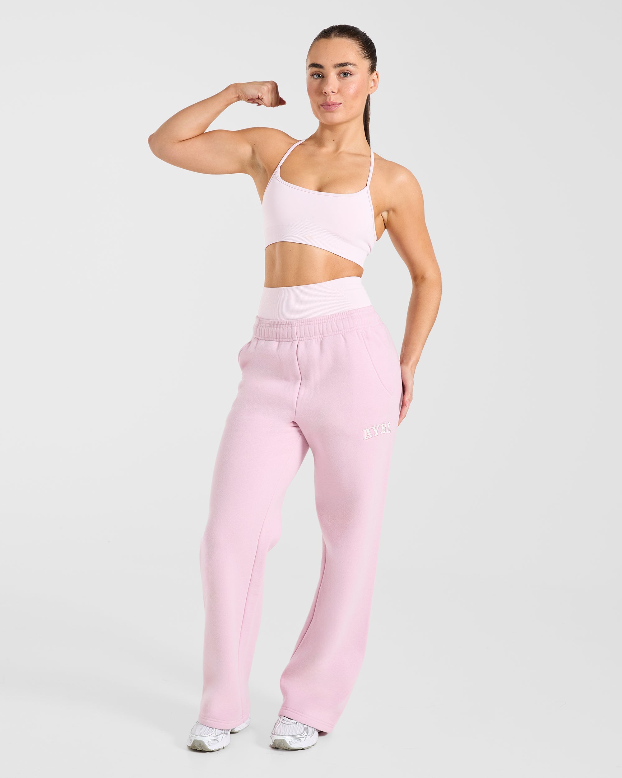 Varsity 2.0 Oversized Straight Leg Joggers - Iced Rosa