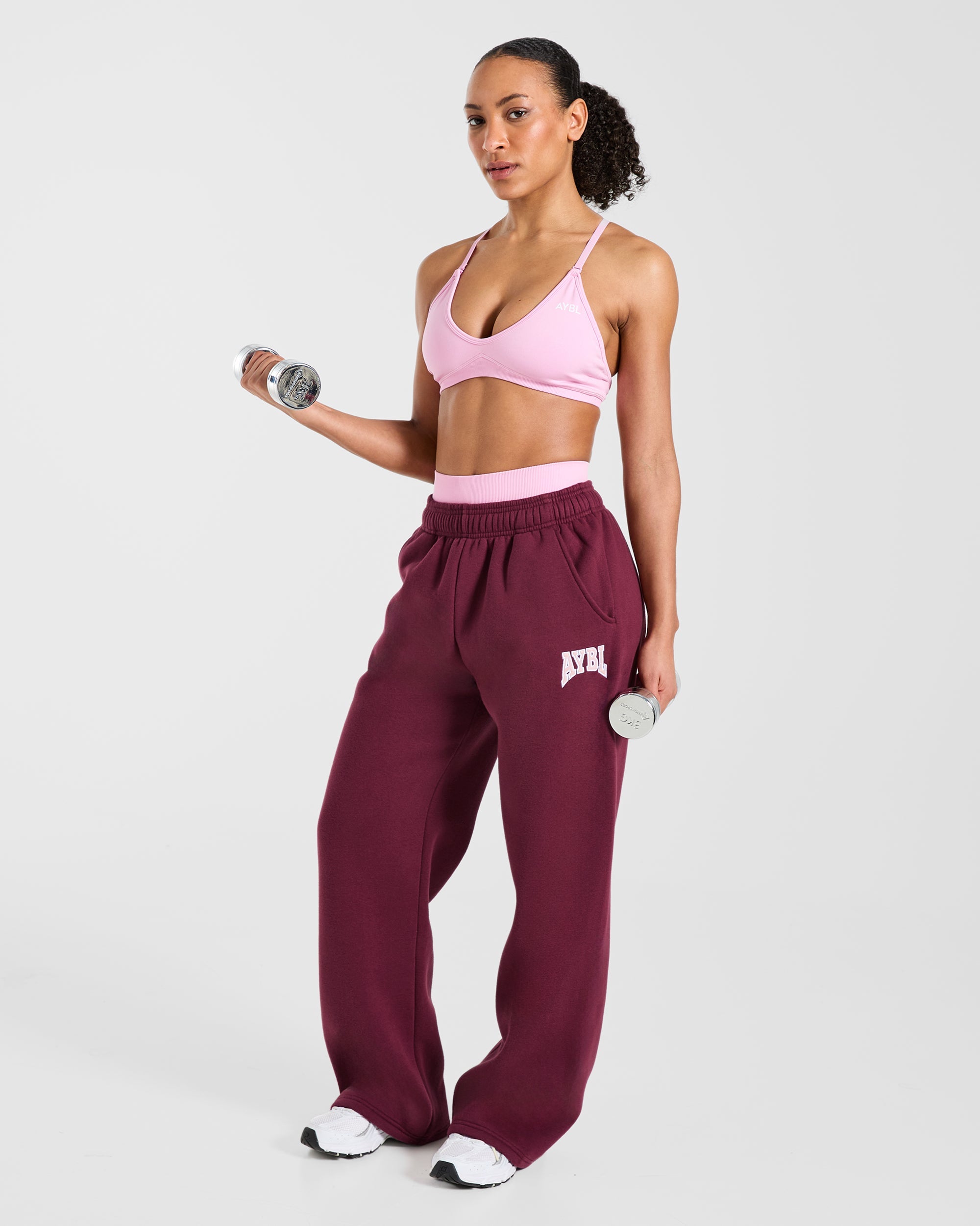 AYBL Club Oversized Straight Leg Joggers - Burgundy/Rosa