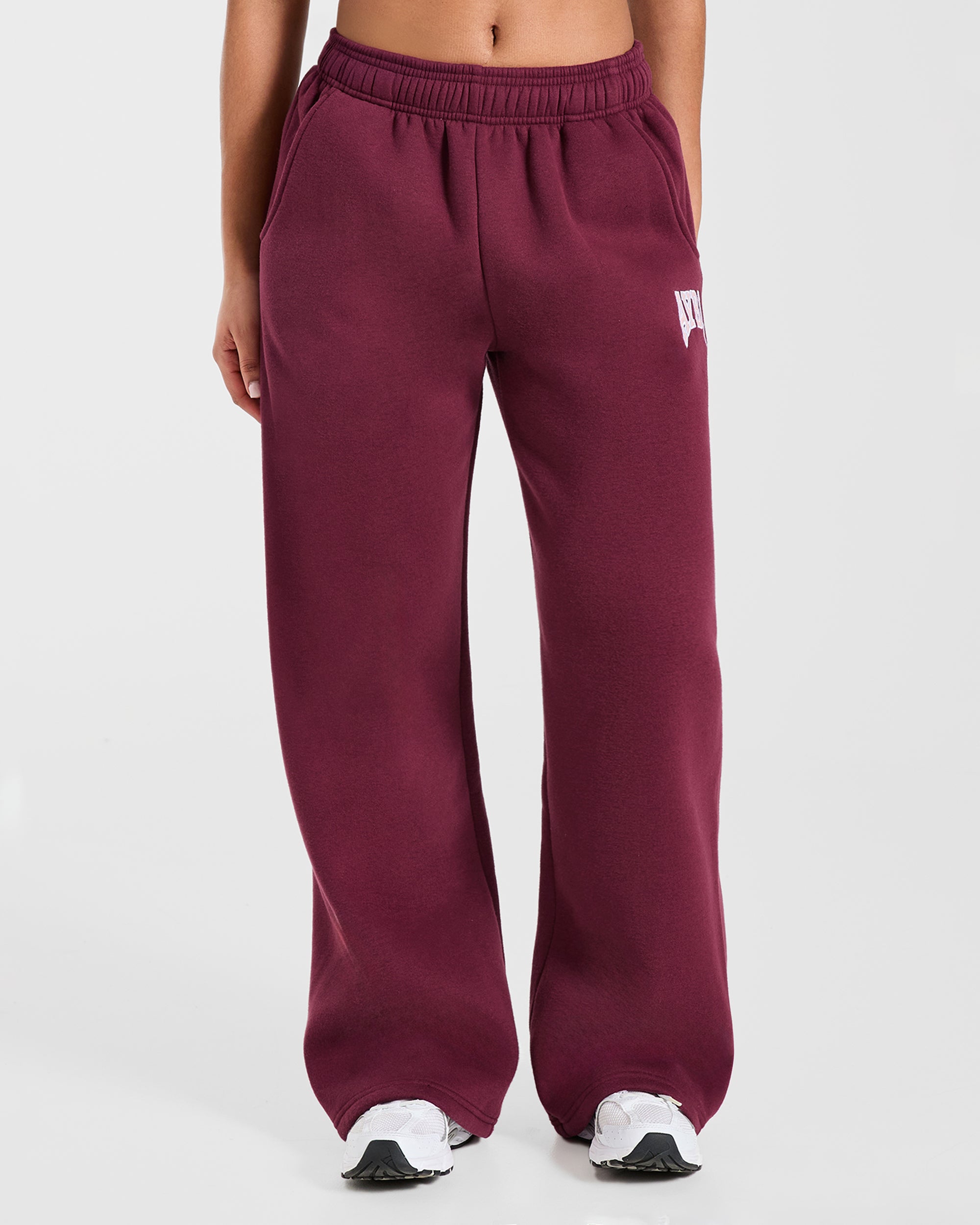 AYBL Club Oversized Straight Leg Joggers - Burgundy/Rosa