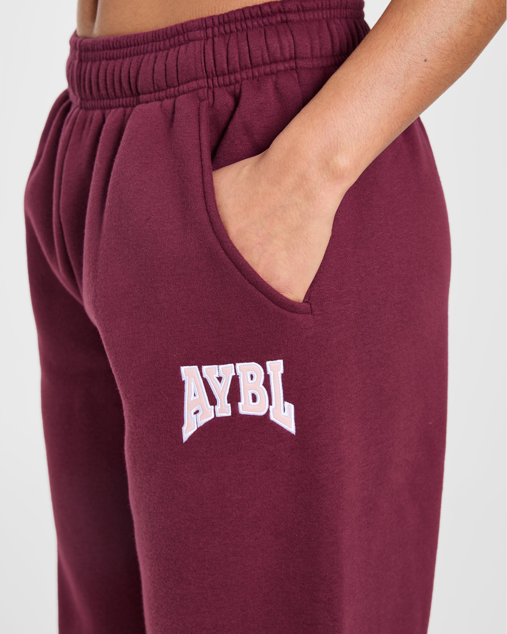 AYBL Club Oversized Straight Leg Joggers - Burgundy/Rosa