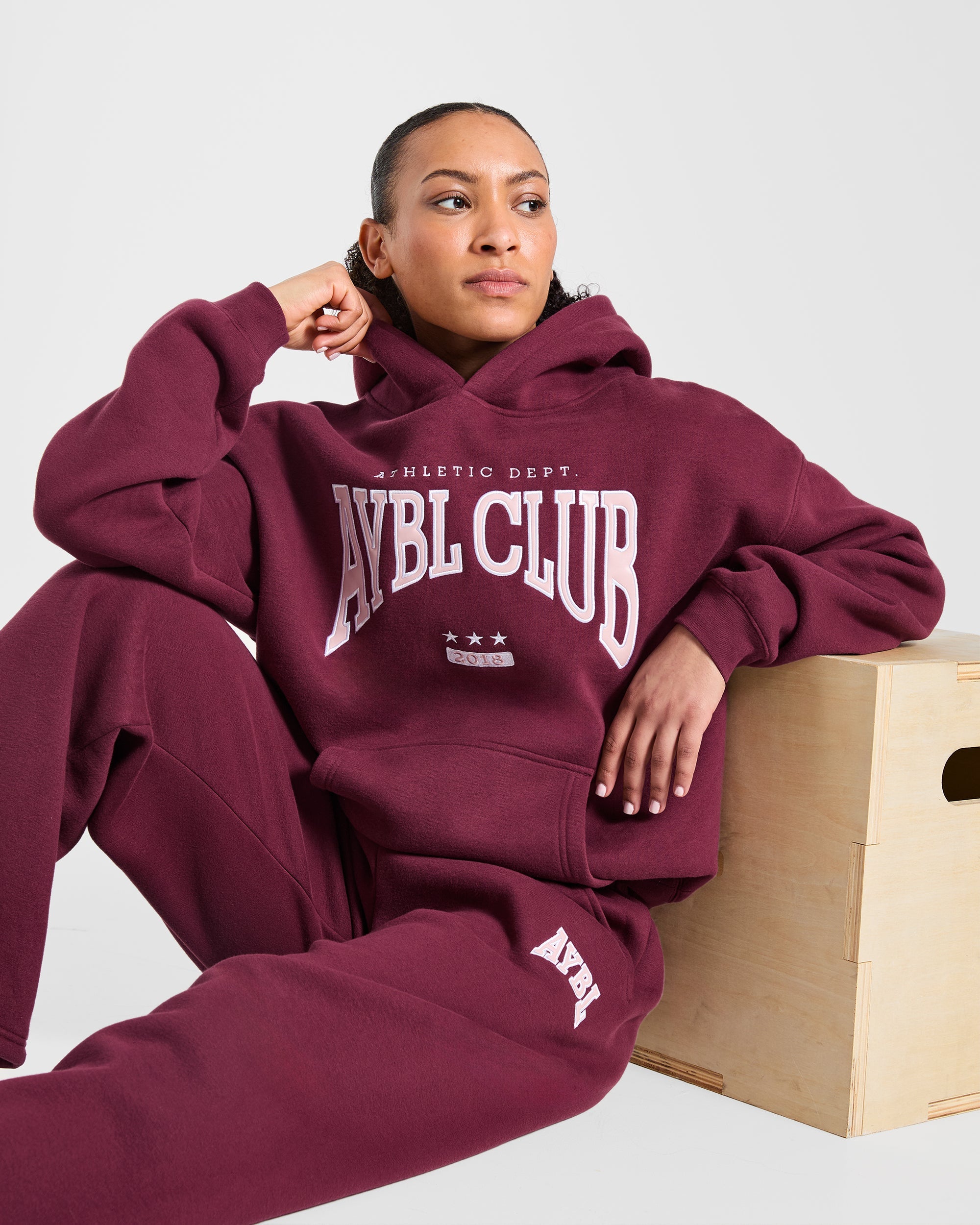 AYBL Club Oversized Hoodie - Burgundy/Rosa