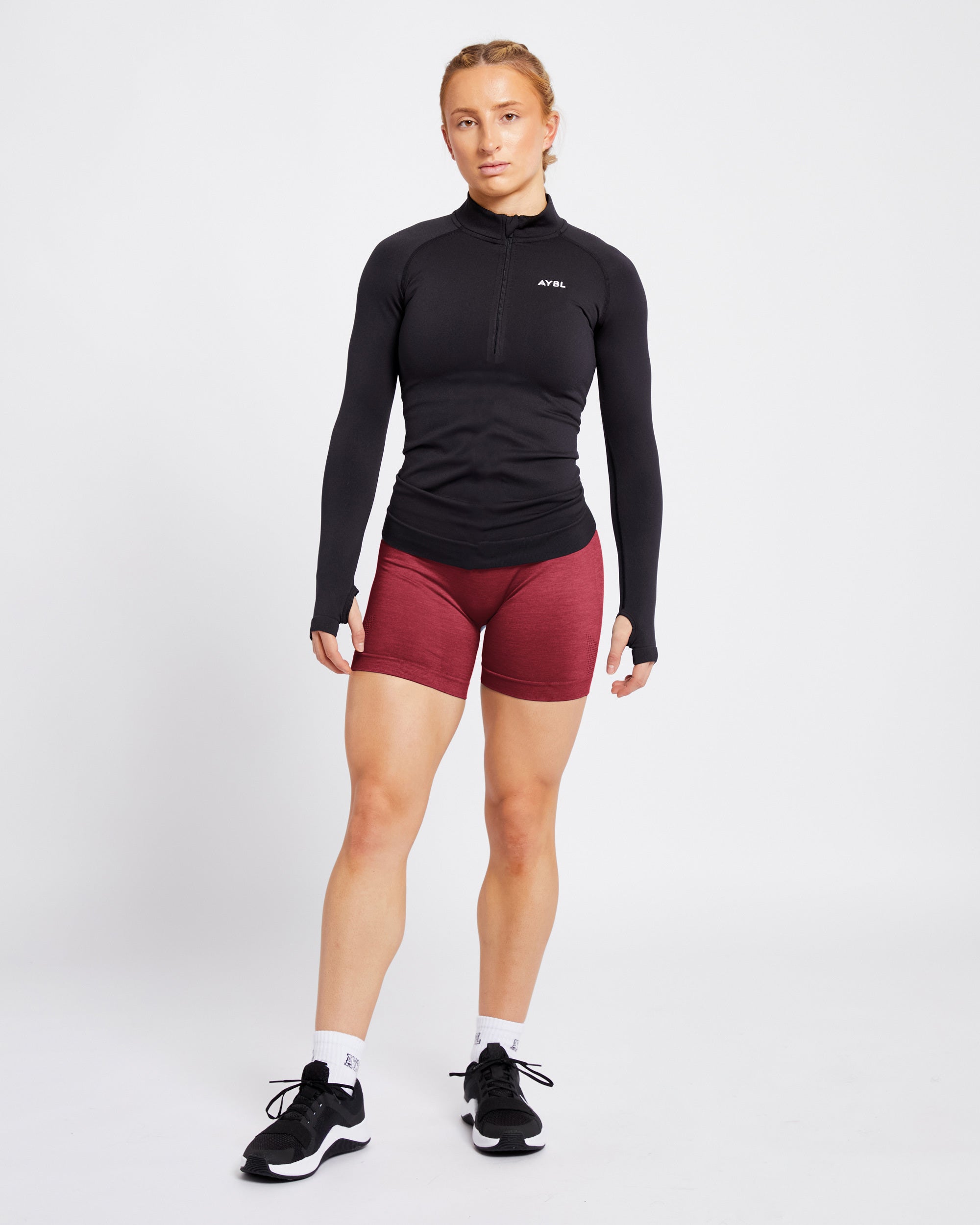 Essential Seamless 1/2 Zip Pullover - Schwarz