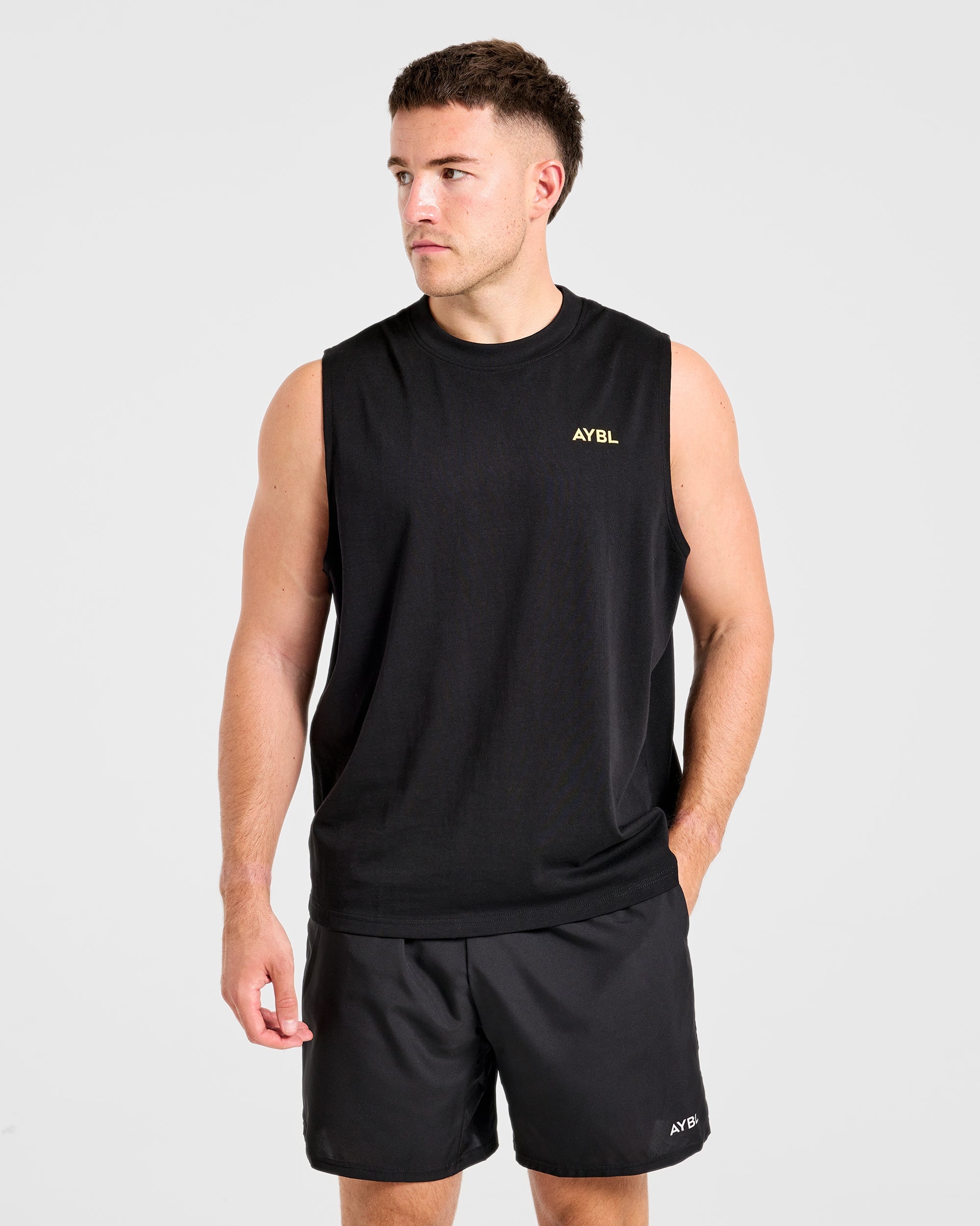 Essential Oversized Graphic Tank - Schwarz/Gelb
