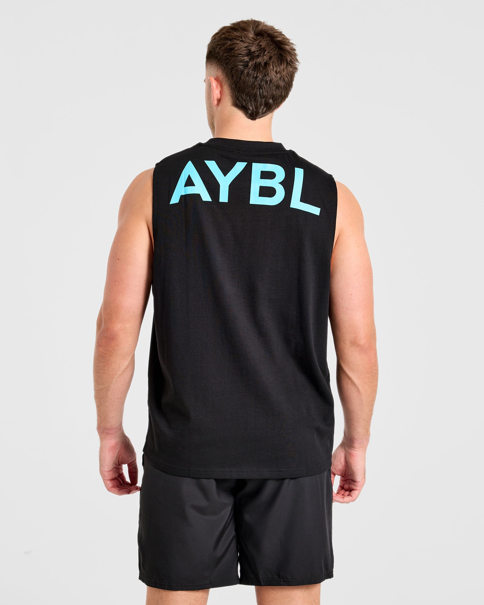 Essential Oversized Graphic Tank - Schwarz/Aqua