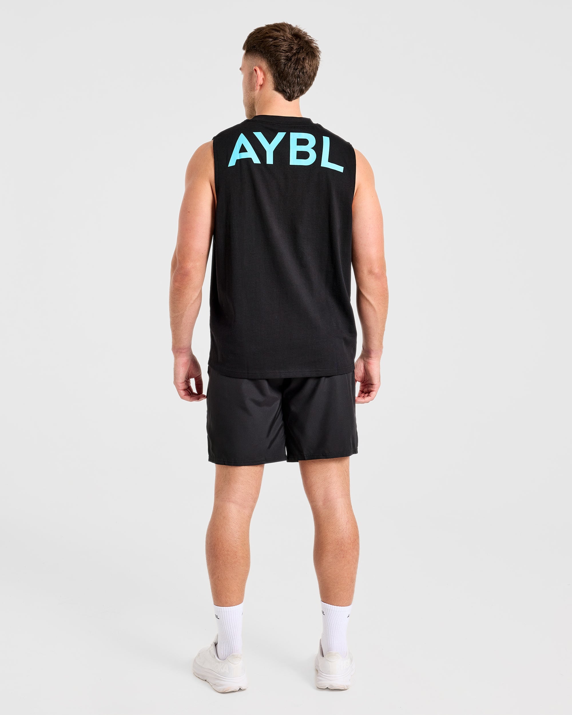 Essential Oversized Graphic Tank - Schwarz/Aqua
