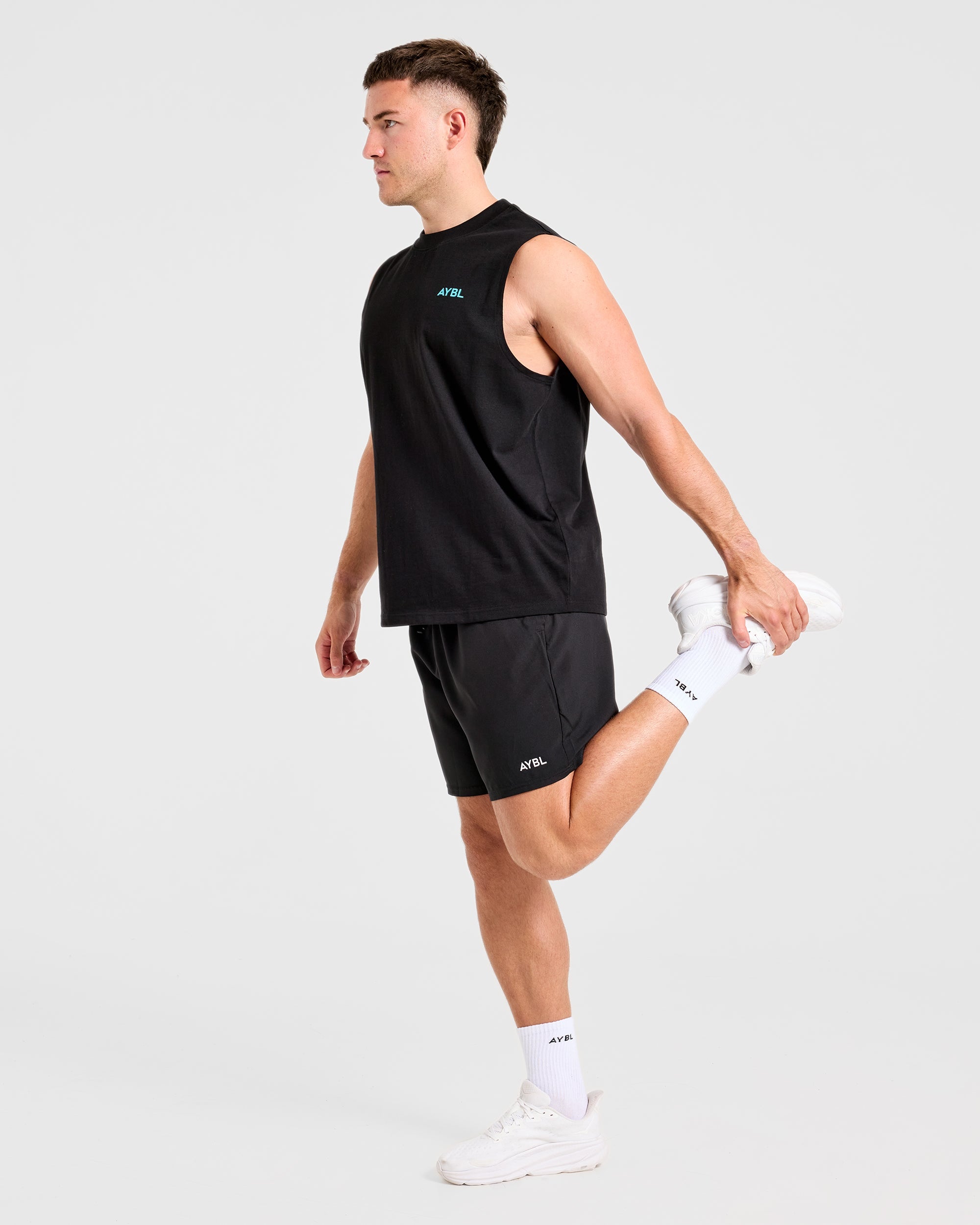 Essential Oversized Graphic Tank - Schwarz/Aqua