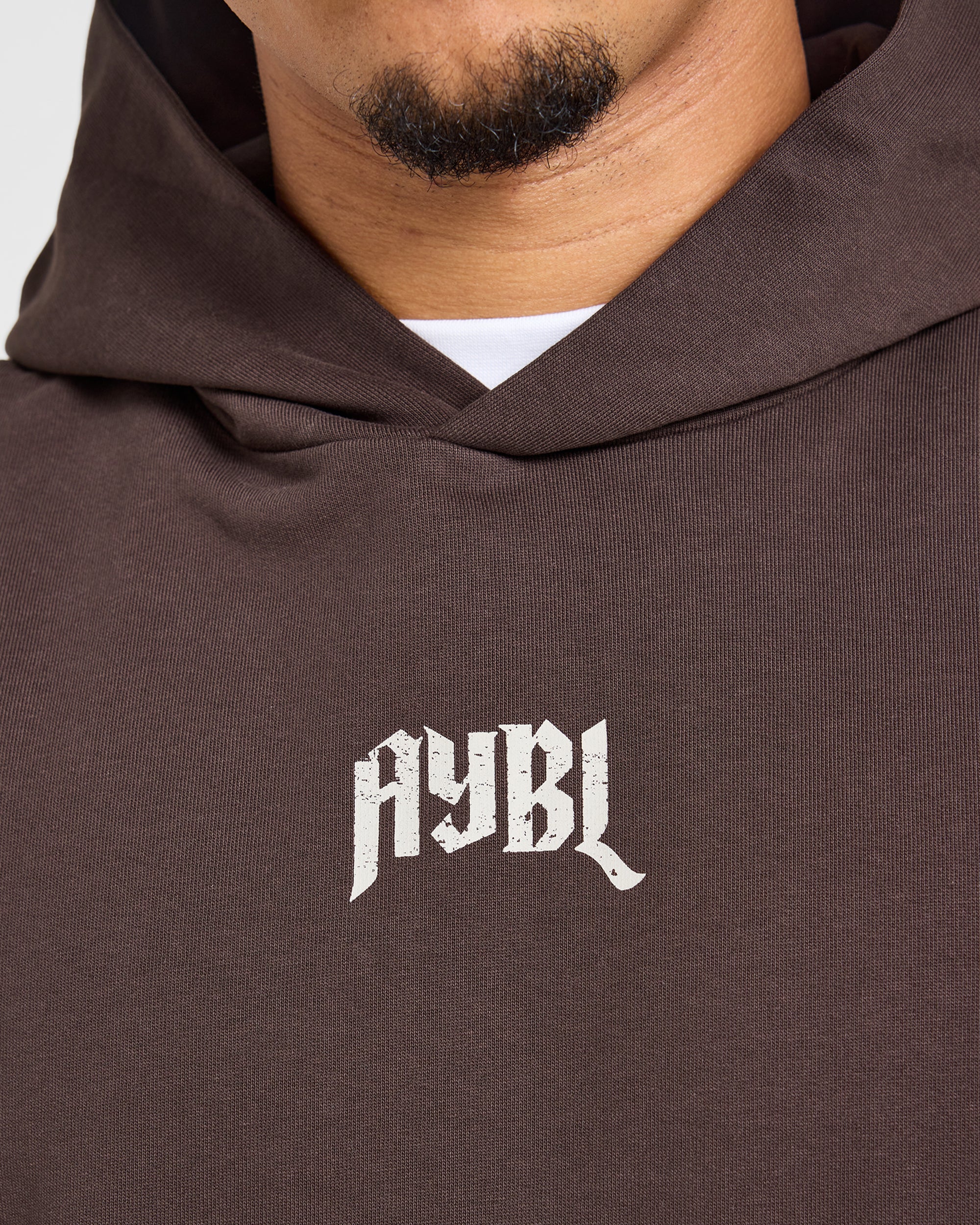 Heavy Lifting Gothic Oversized Hoodie - Braun/Cream
