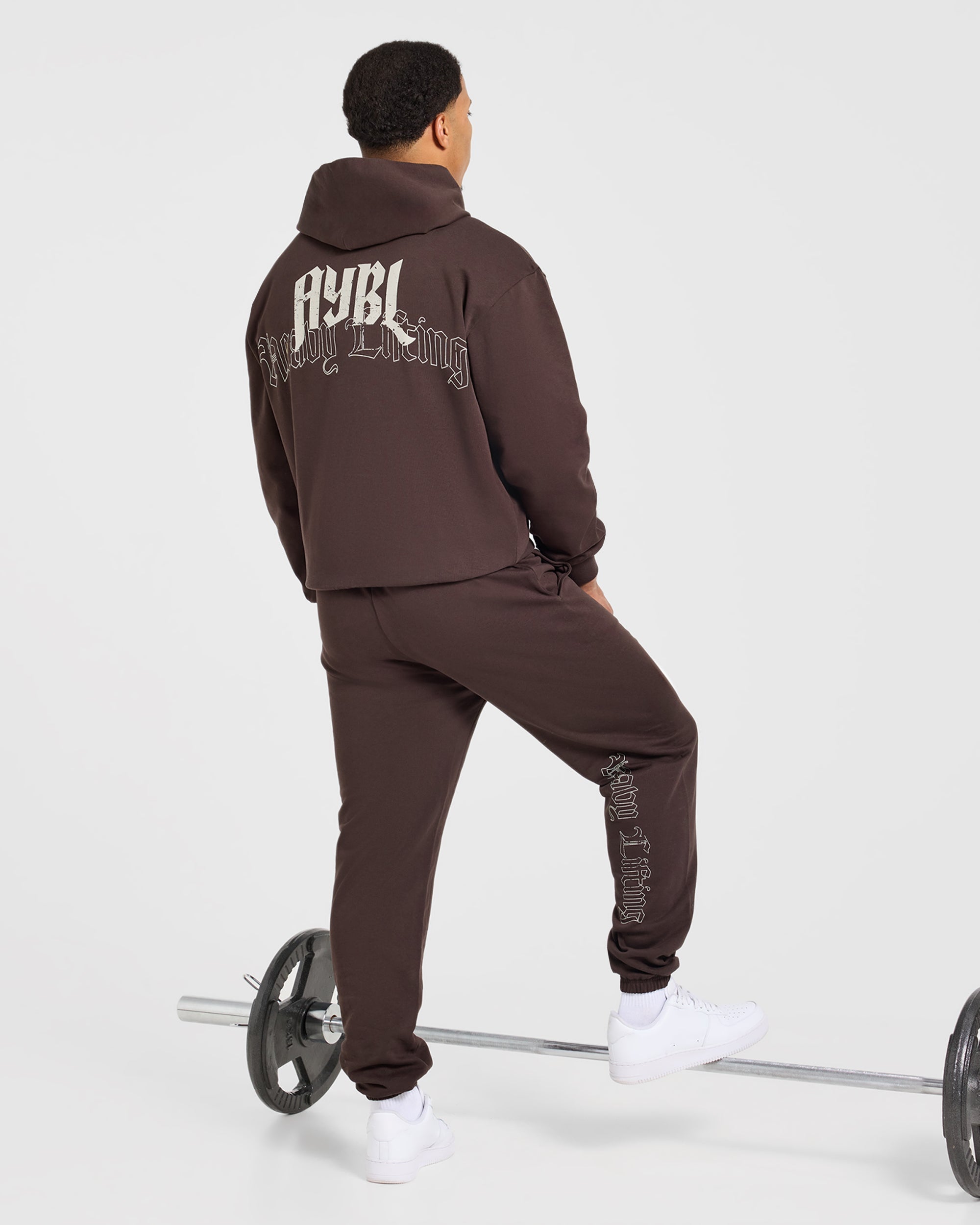 Heavy Lifting Gothic Oversized Joggers - Braun/Cream