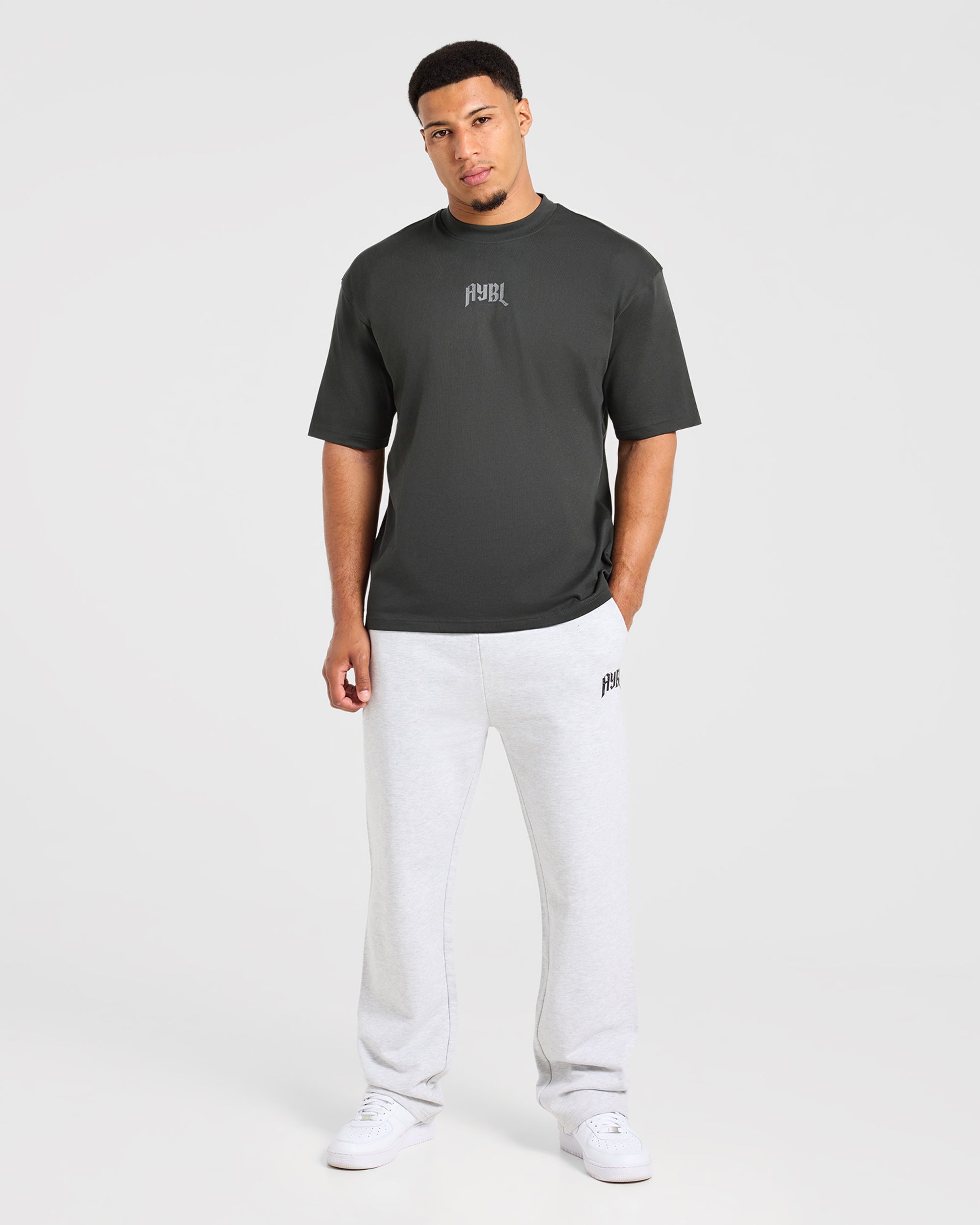 Heavy Lifting Gothic Oversized T Shirt - Charcoal/Gelb