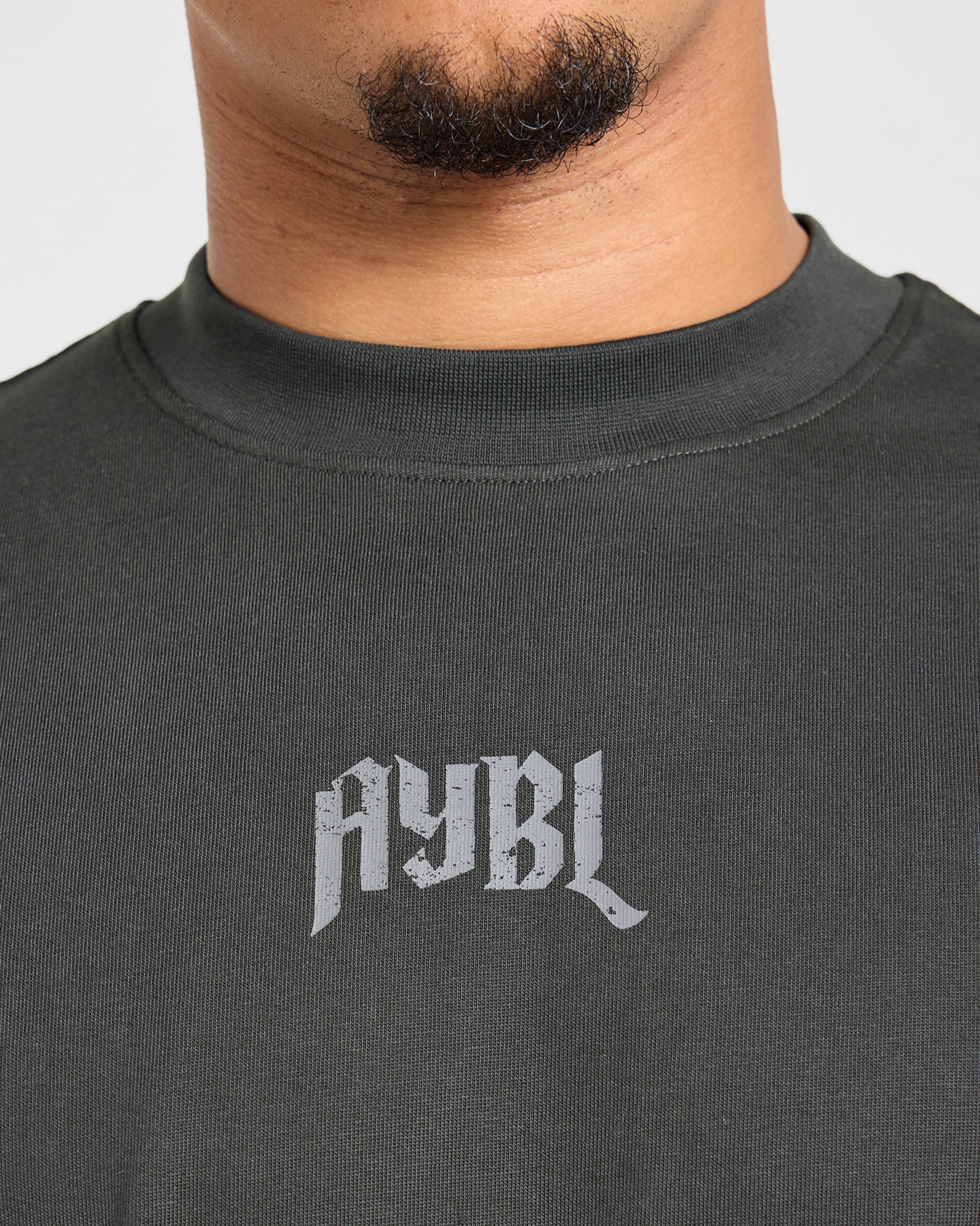Heavy Lifting Gothic Oversized T Shirt - Charcoal/Gelb