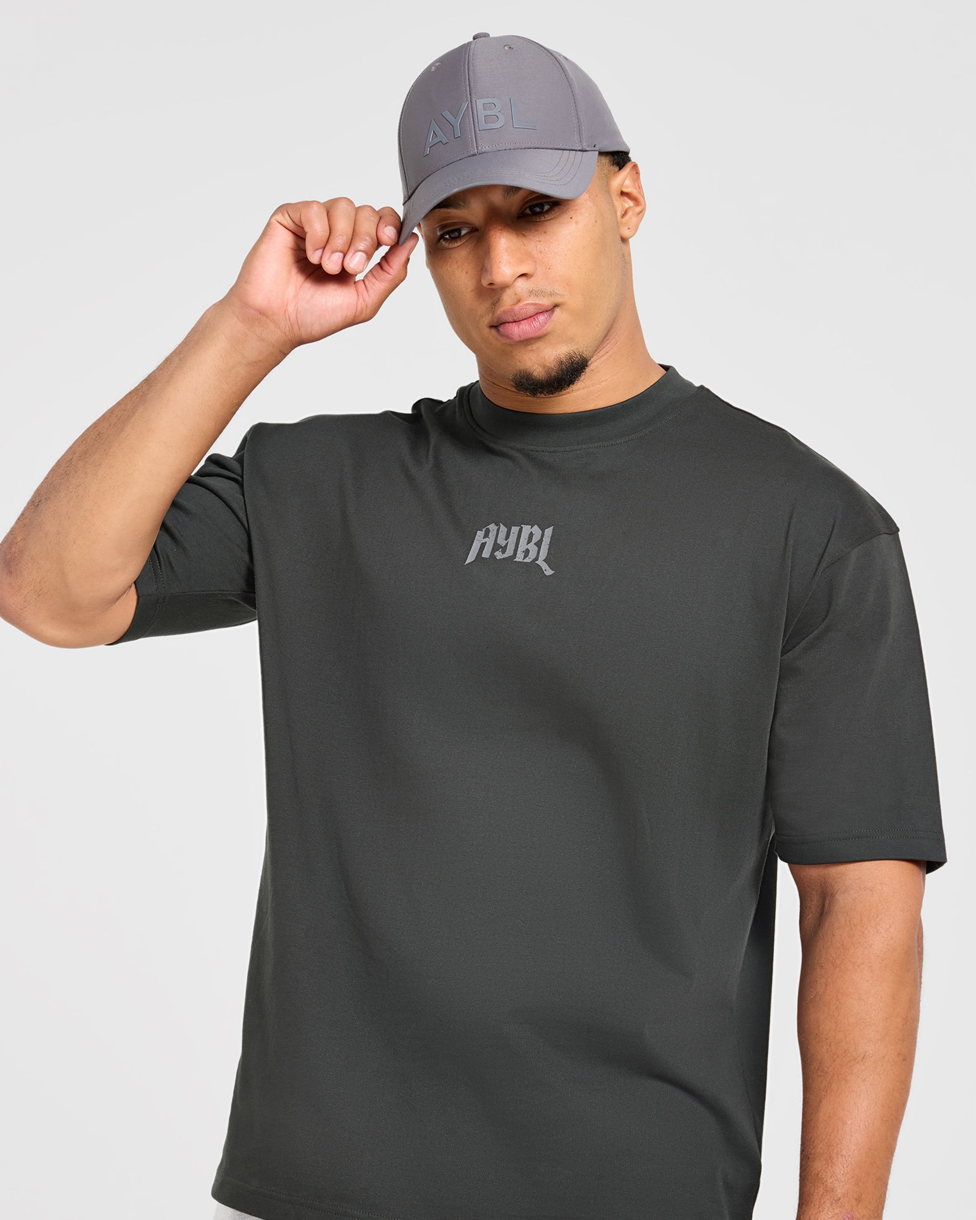 Heavy Lifting Gothic Oversized T Shirt - Charcoal/Gelb