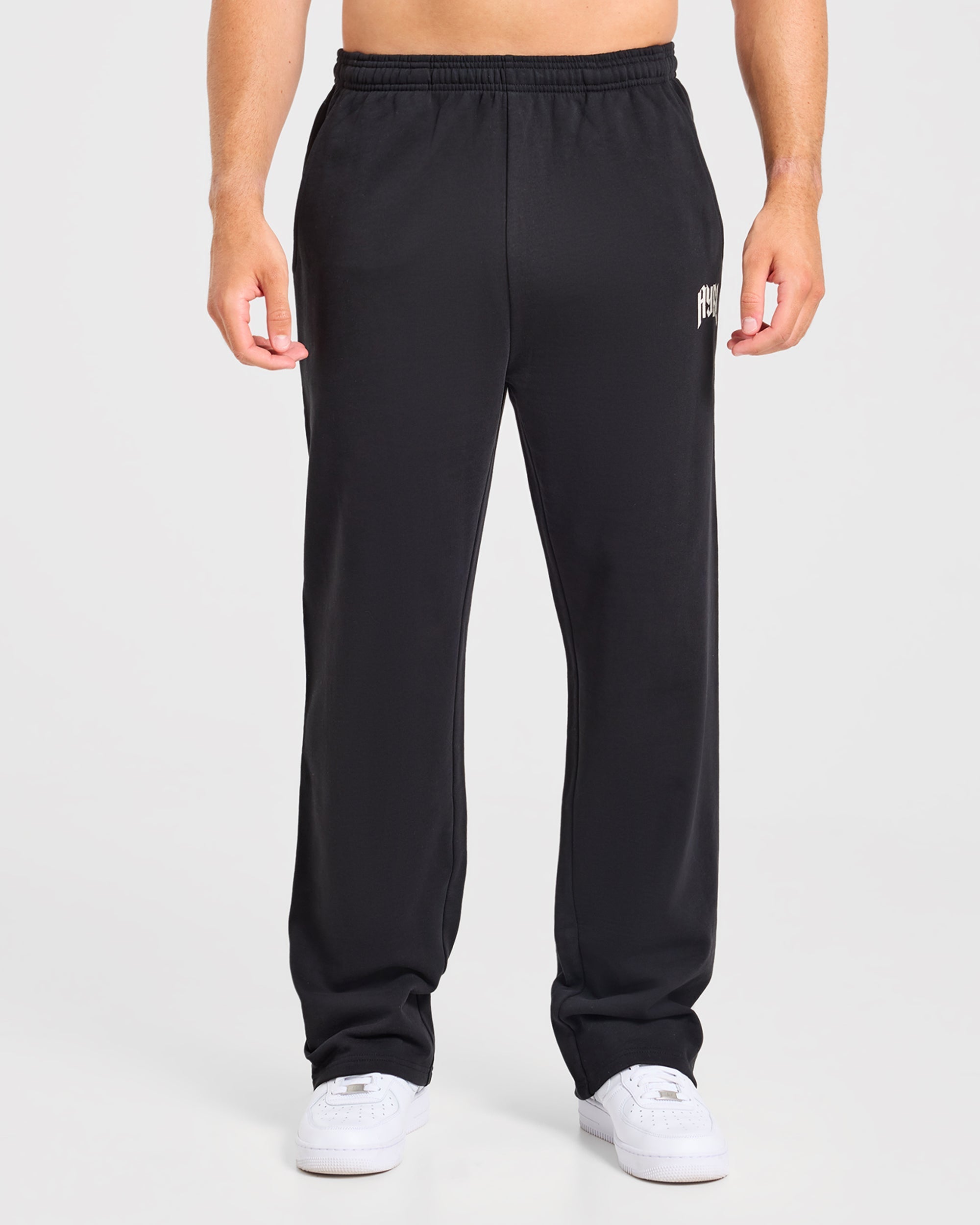 Heavy Lifting Gothic Oversized Straight Leg Joggers - Schwarz/Weiß