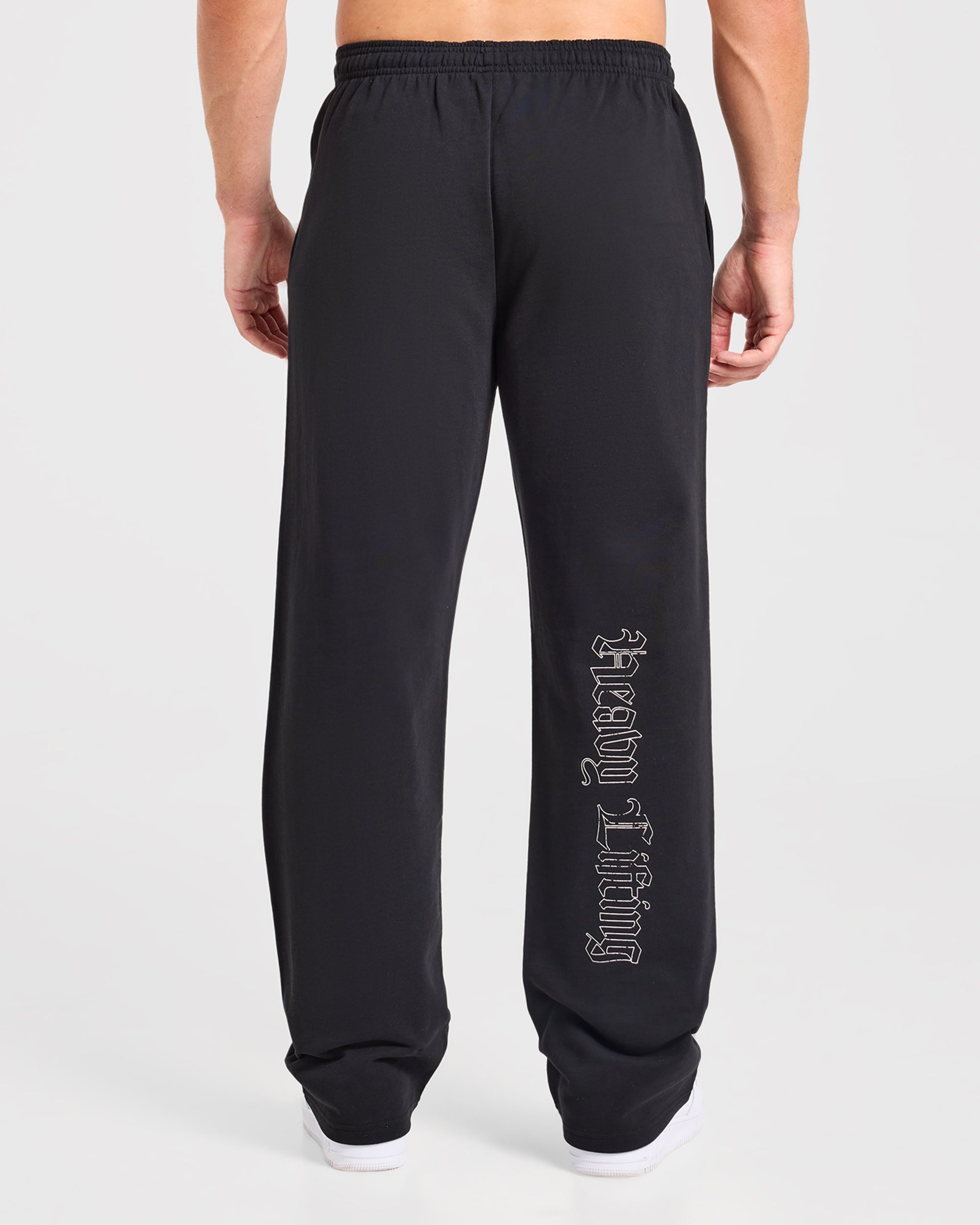 Heavy Lifting Gothic Oversized Straight Leg Joggers - Schwarz/Weiß