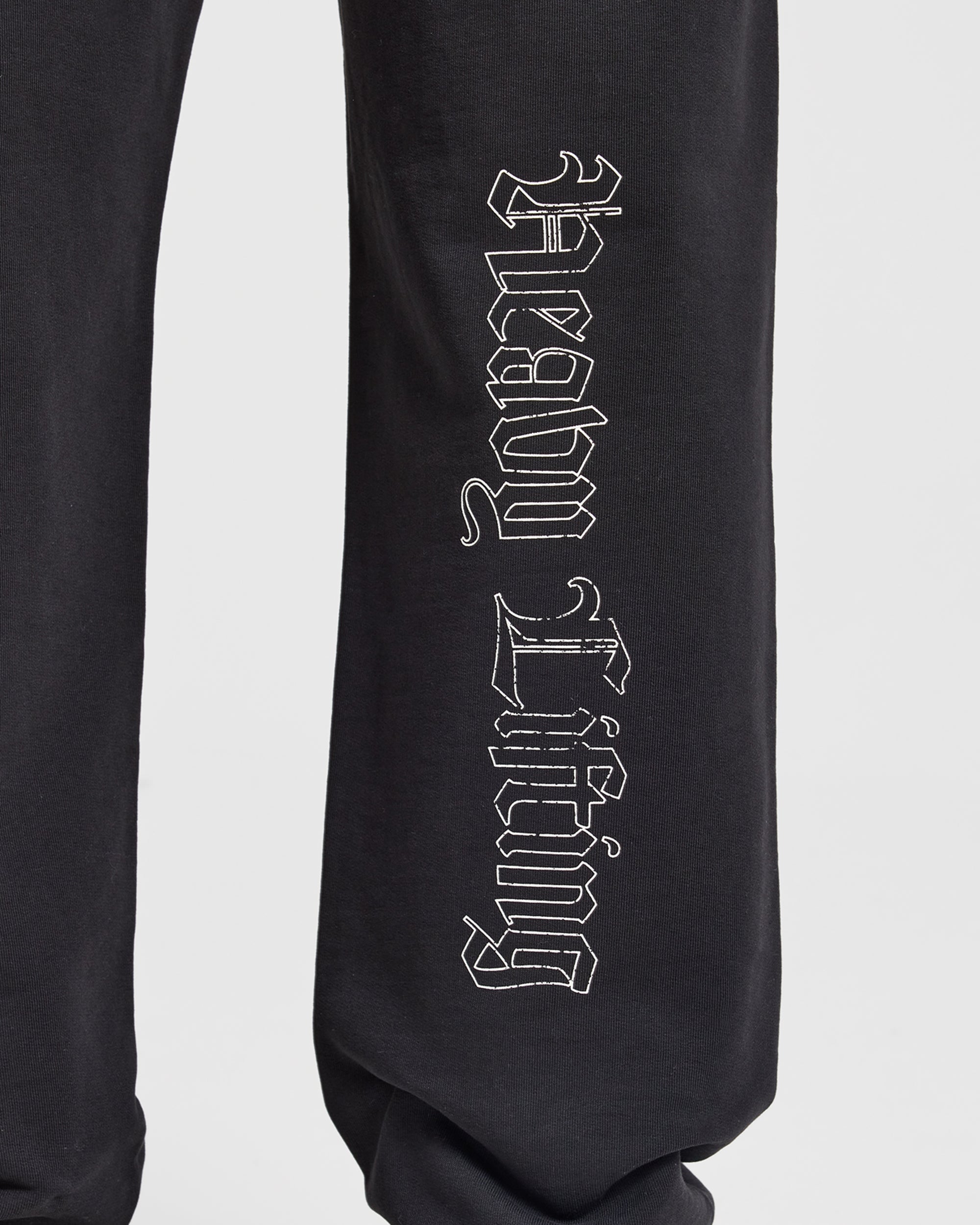 Heavy Lifting Gothic Oversized Straight Leg Joggers - Schwarz/Weiß