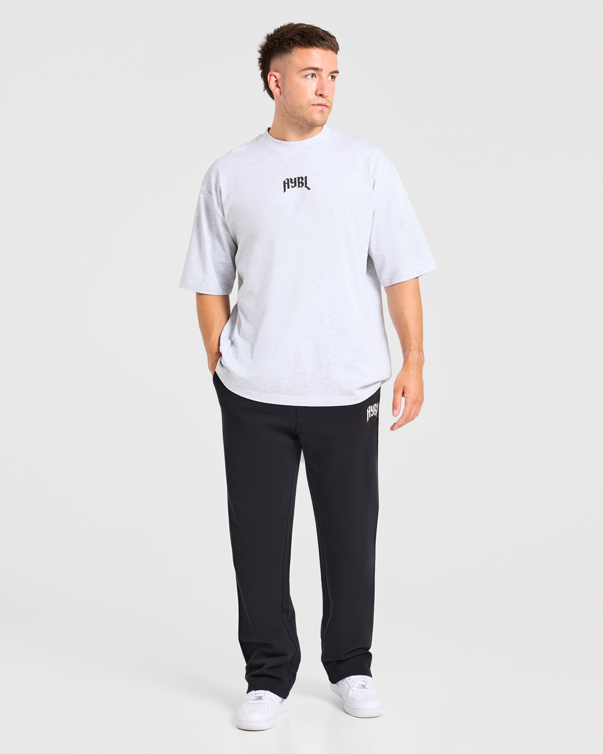 Heavy Lifting Gothic Oversized Straight Leg Joggers - Schwarz/Weiß