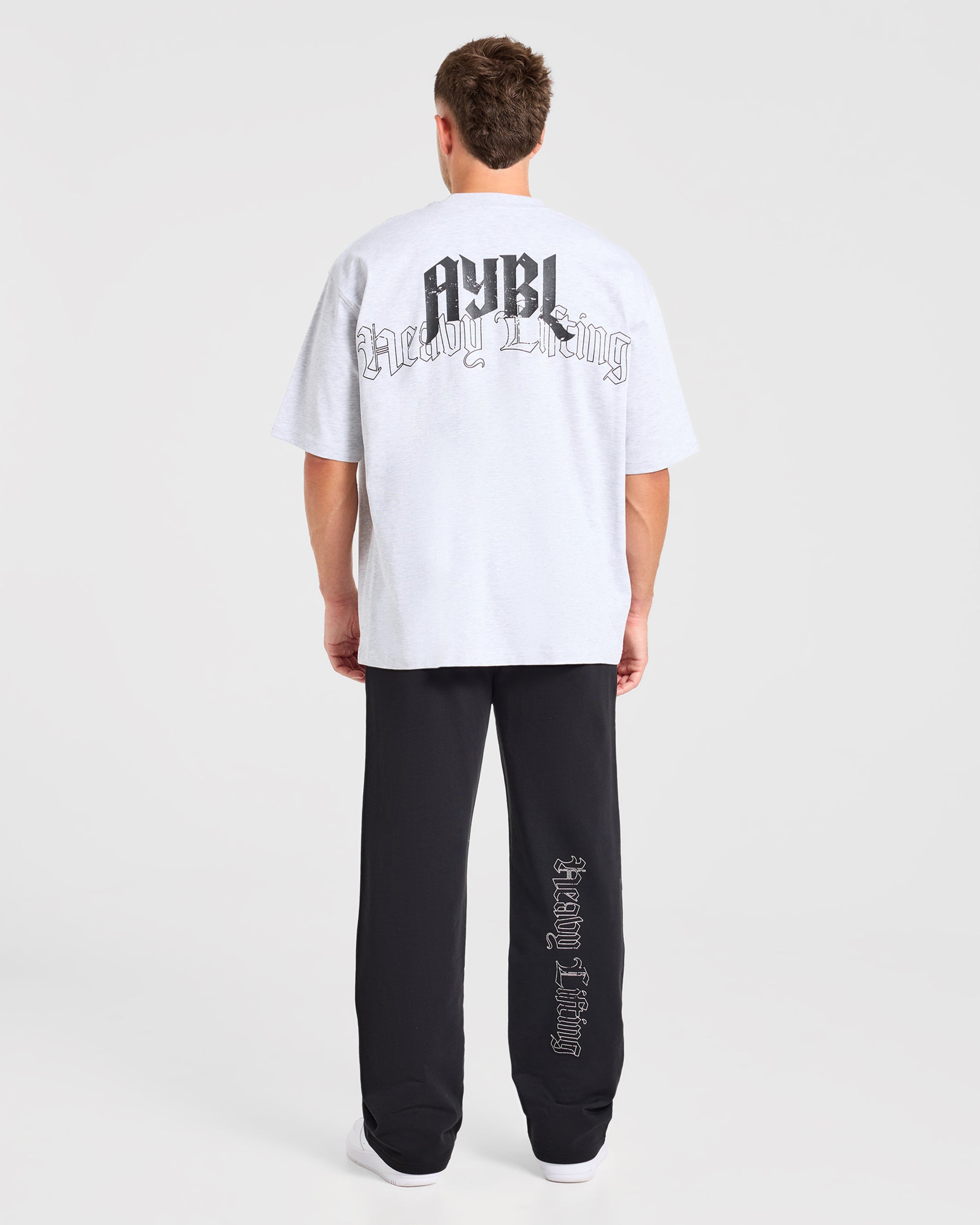 Heavy Lifting Gothic Oversized Straight Leg Joggers - Schwarz/Weiß