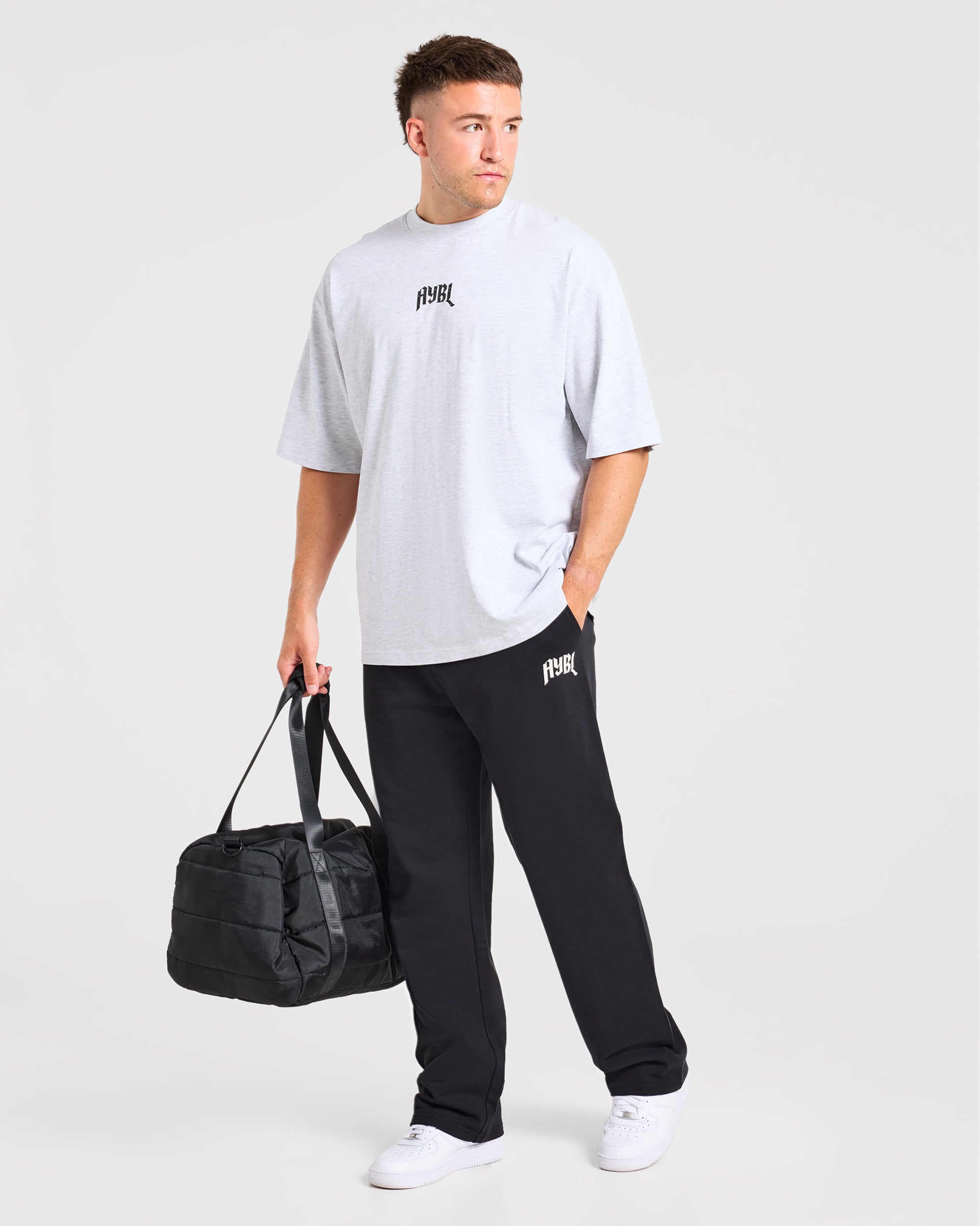 Heavy Lifting Gothic Oversized Straight Leg Joggers - Schwarz/Weiß