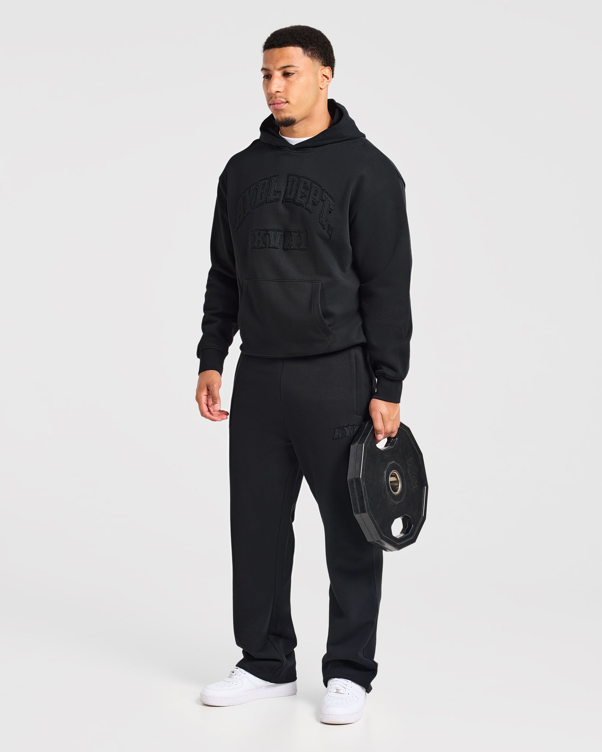 Effortless Oversized Straight Leg Joggers - Schwarz