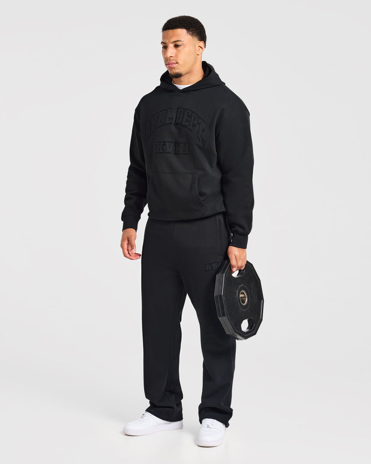 Effortless Oversized Straight Leg Joggers - Schwarz