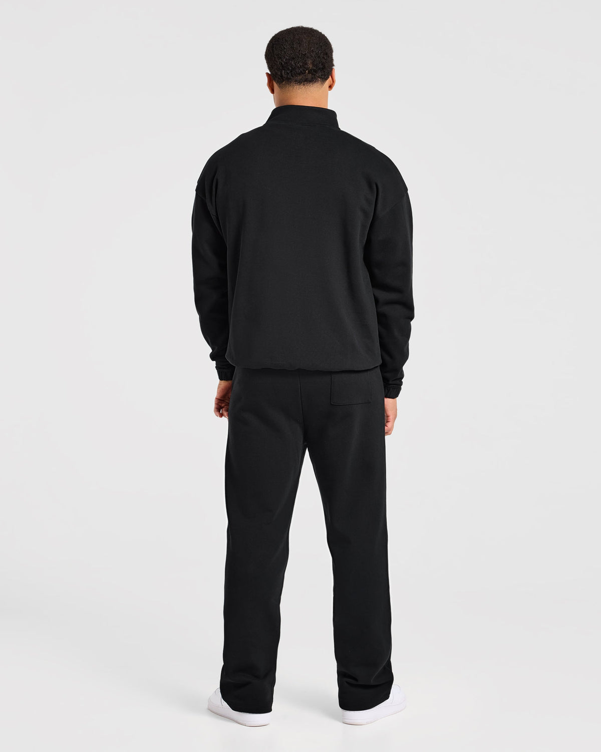 Effortless Oversized 1/4 Zip Pullover - Schwarz