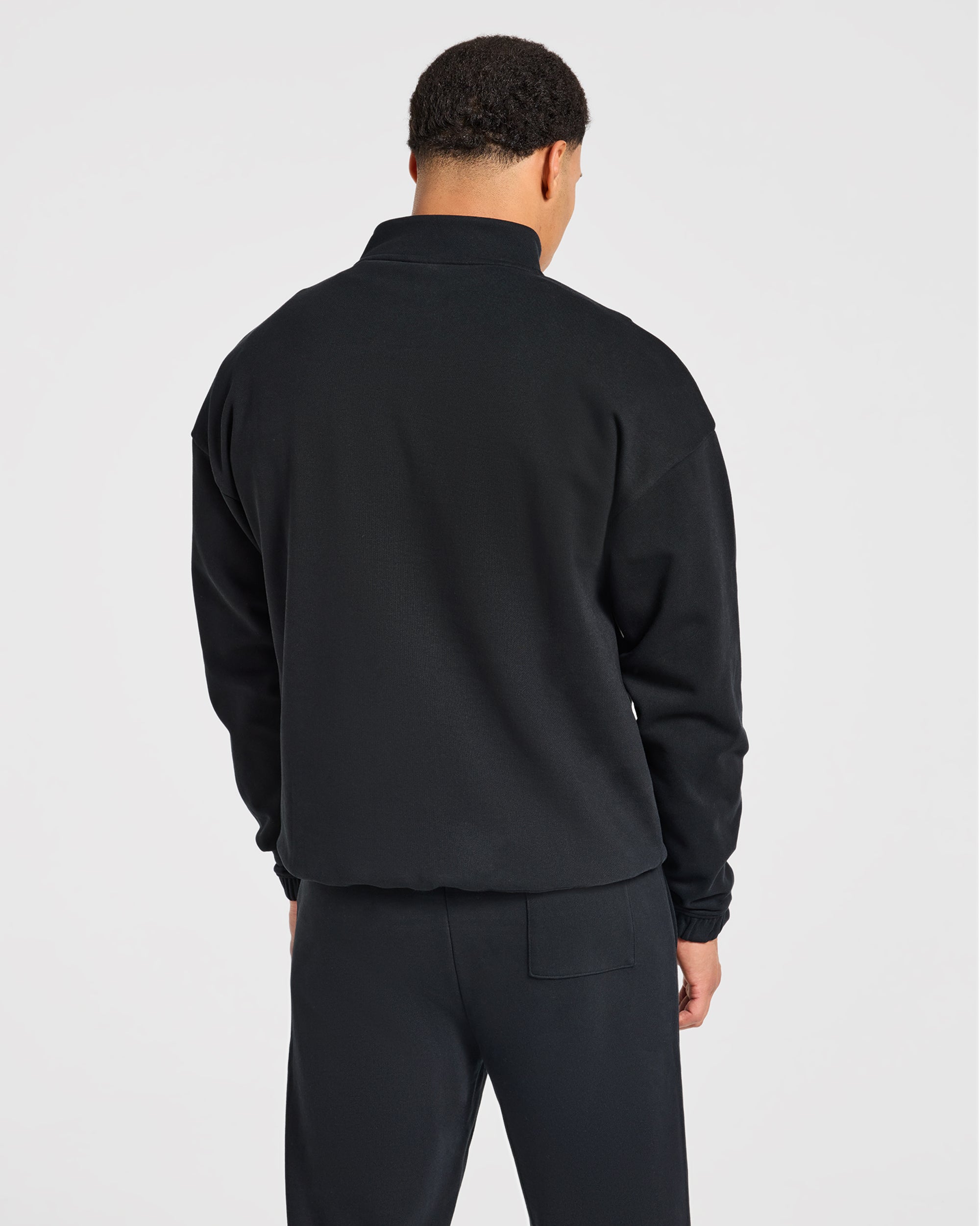 Effortless Oversized 1/4 Zip Pullover - Schwarz
