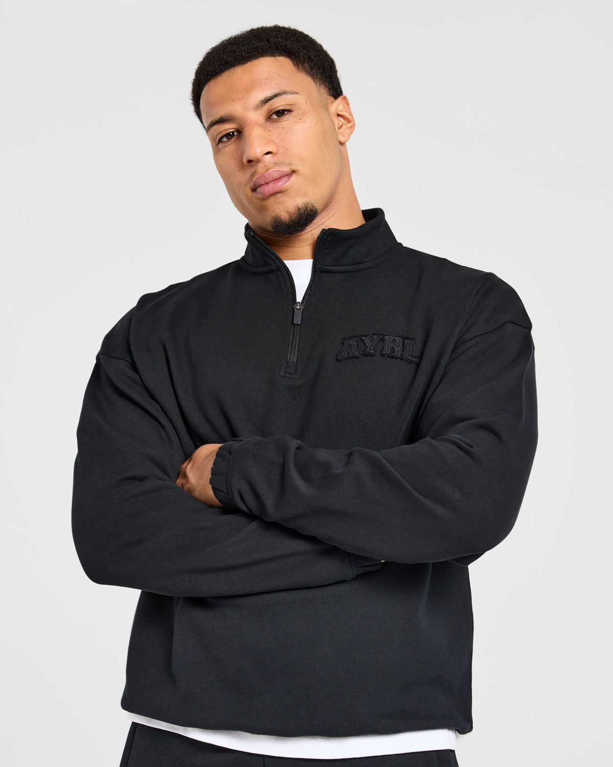 Effortless Oversized 1/4 Zip Pullover - Schwarz
