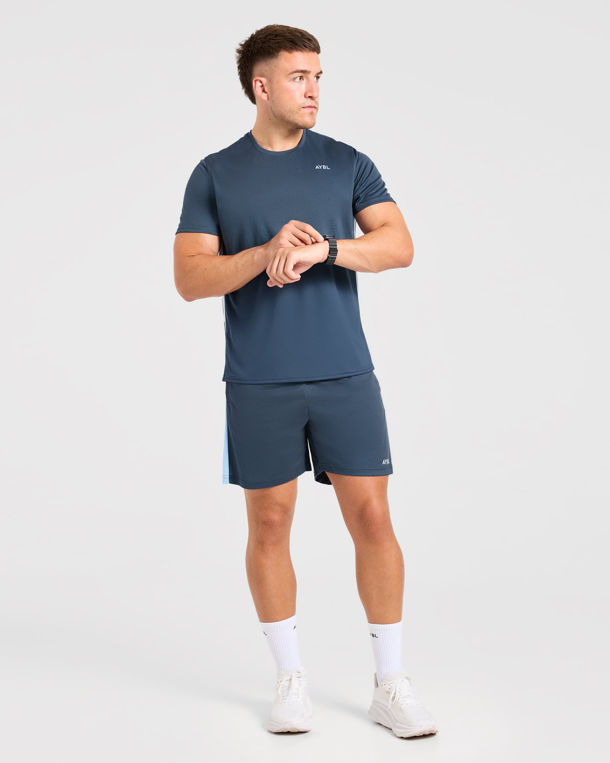 Active T Shirt - Muted Navy/Light Blau
