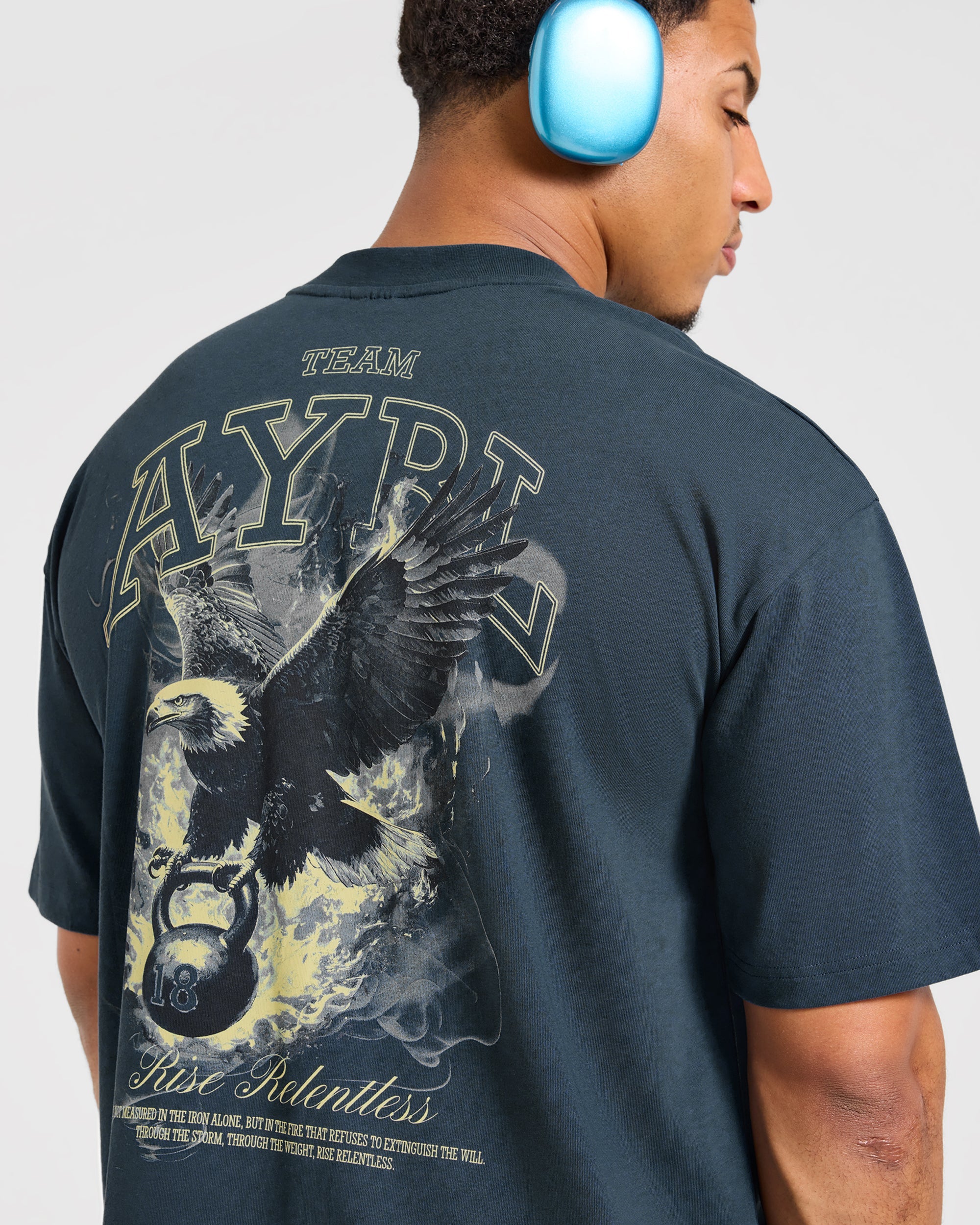 Relentless Eagle Oversized T Shirt - Petrol Blau