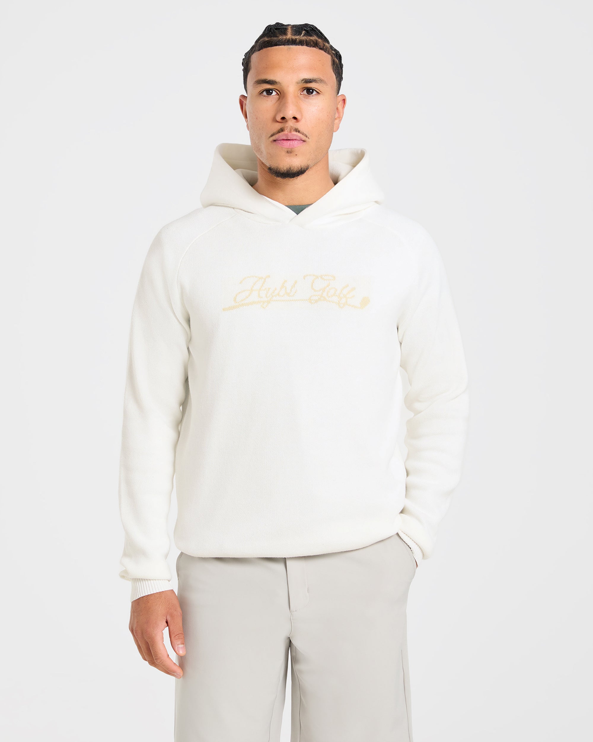 Golf Club Knitted Hoodie - Off Weiß