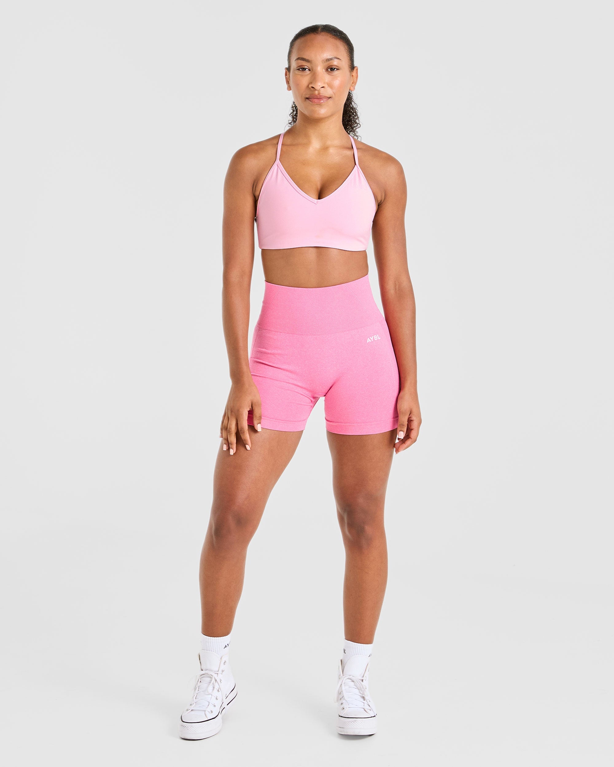 Essential Crossback Sports Bra - Baby Rosa